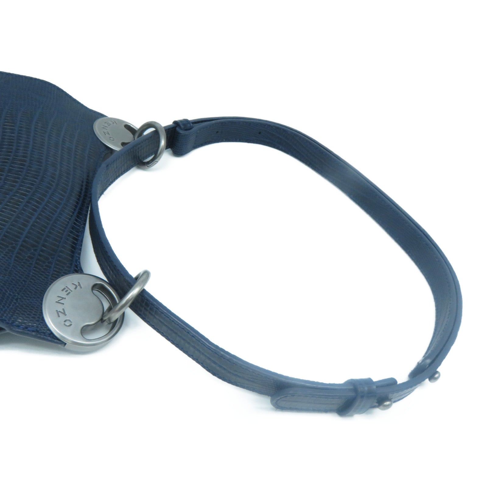 SELECTION 【激減優惠】牛皮皮革Shoulder Bag銀扣肩背袋藍色