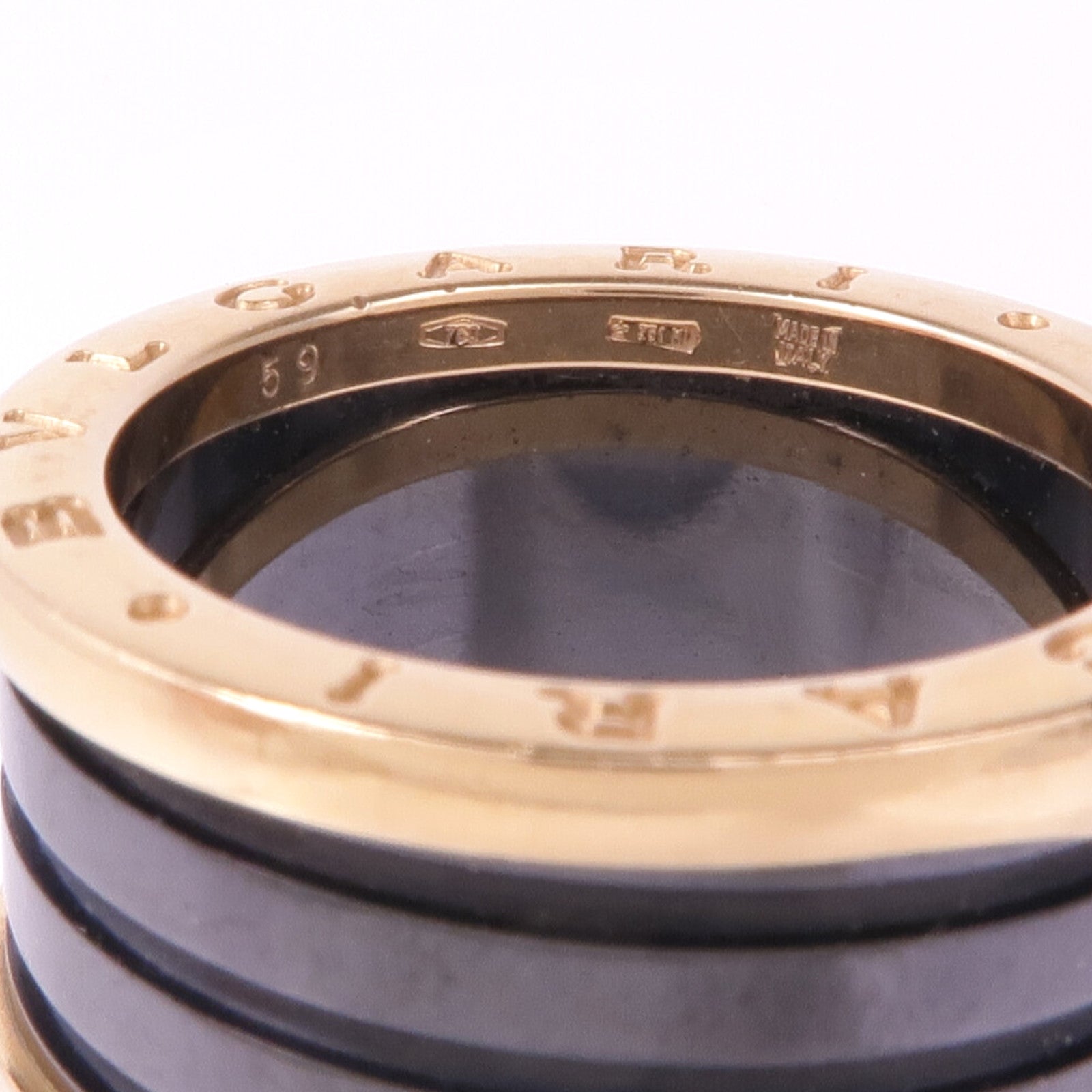 BVLGARI 18K玫瑰金/陶瓷B-zero 3 Band Ring戒指BVLGARI#59/US#8