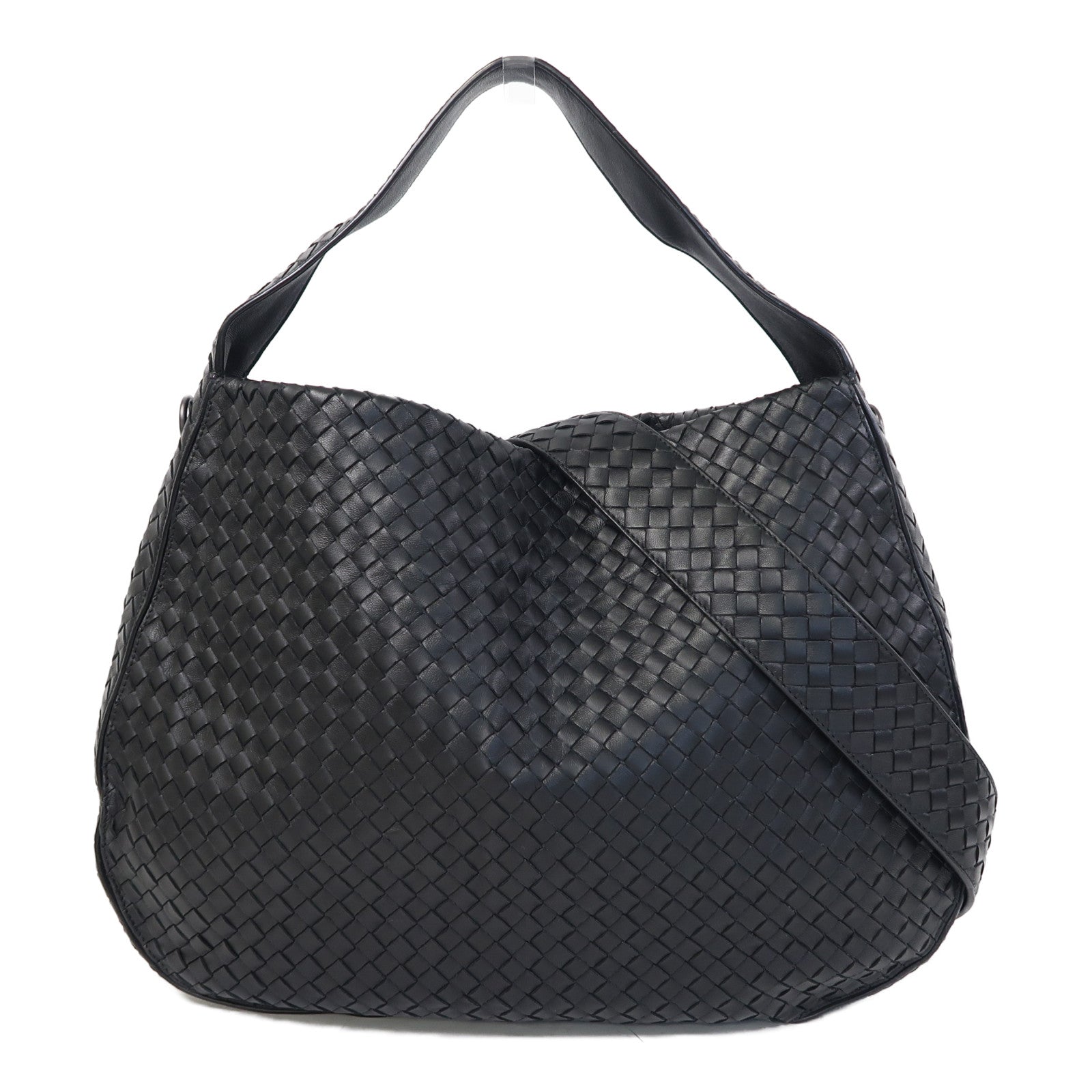 BOTTEGA VENETA 織紋羊皮皮革Shoulder Bag肩背袋黑色