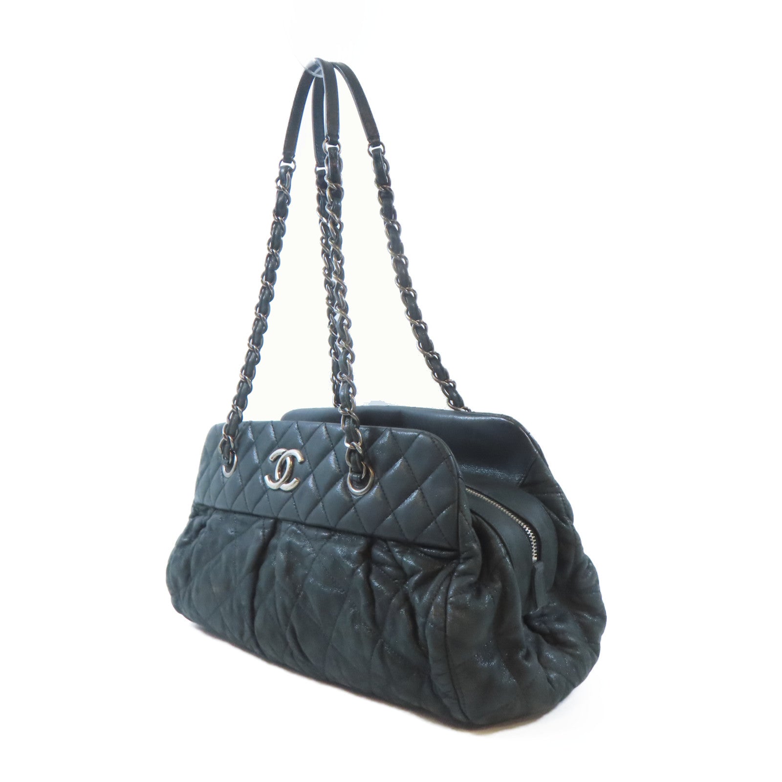 CHANEL 【激減優惠】菱格牛皮皮革Chain Shoulder Bag鏈帶肩背袋深綠色