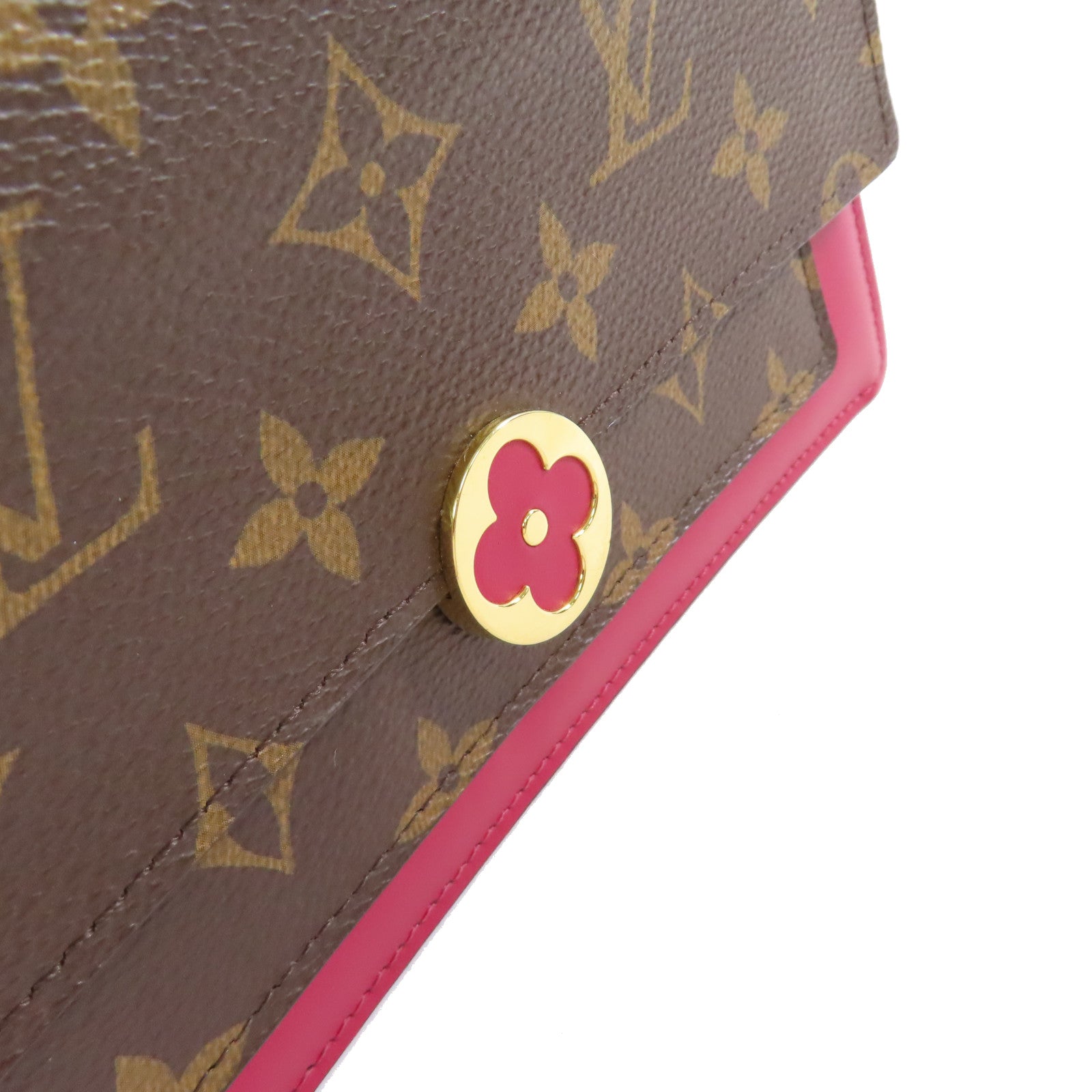 LOUIS VUITTON Monogram Flore Chai Shoulder Bag金扣肩背袋啡色/酒紅色