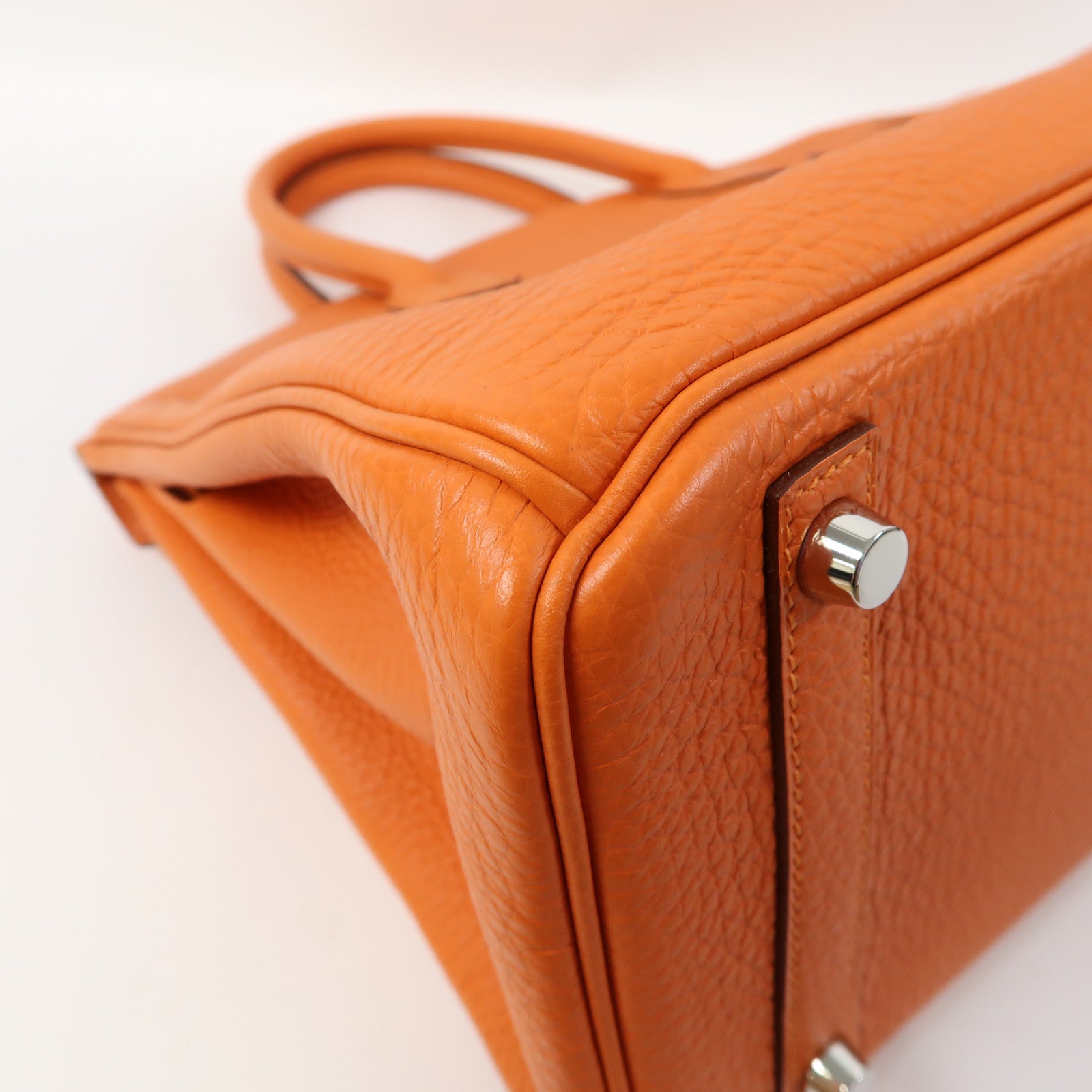 HERMES Togo皮革Birkin 30銀扣手挽袋橙色