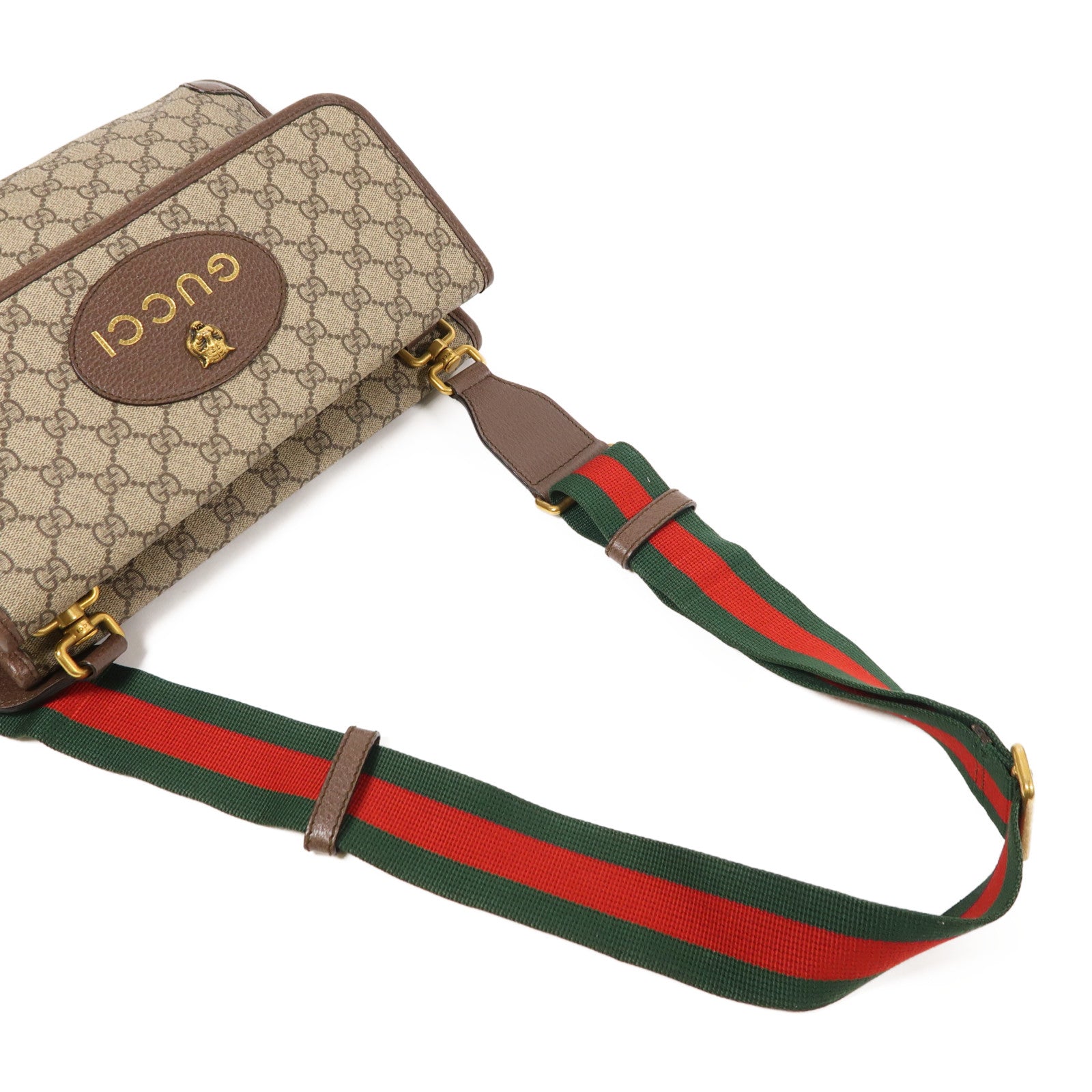 GUCCI GG GHW Shoulder Bag Painted Canvas Brown