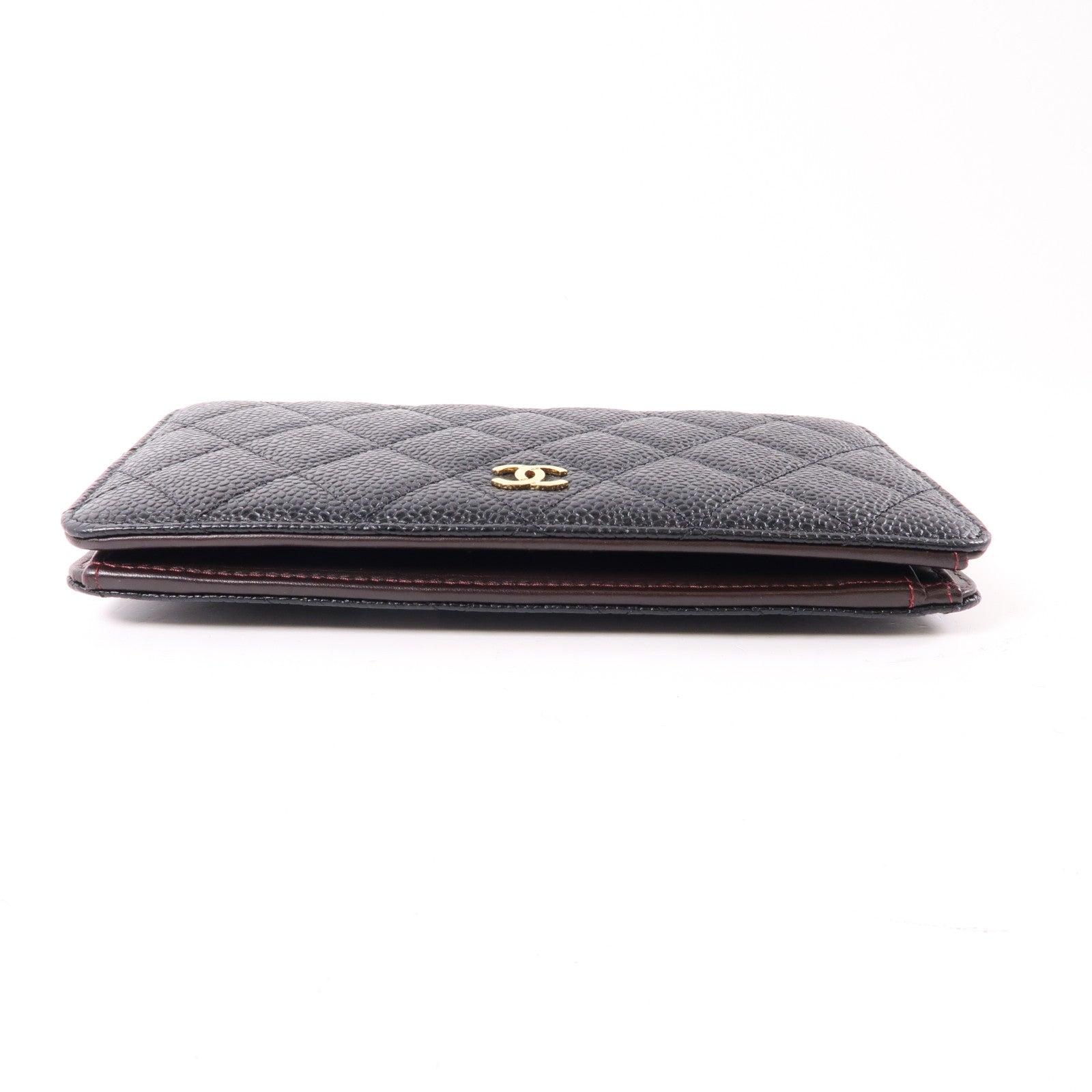 CHANEL 牛皮皮革Wallet金扣長錢包黑色