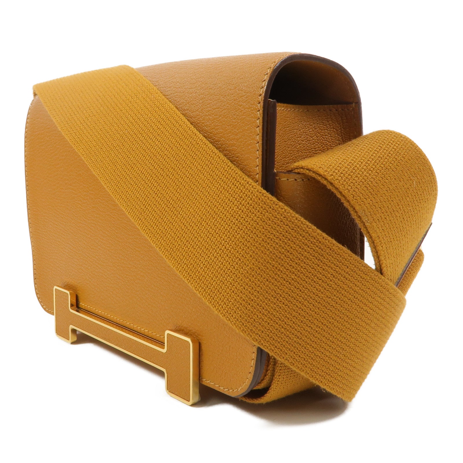 HERMES Chevre皮革Geta肩背袋Caramel