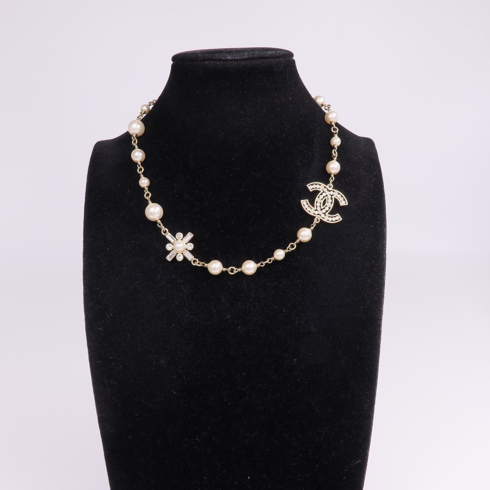CHANEL 金屬/水晶Necklace金扣項鍊