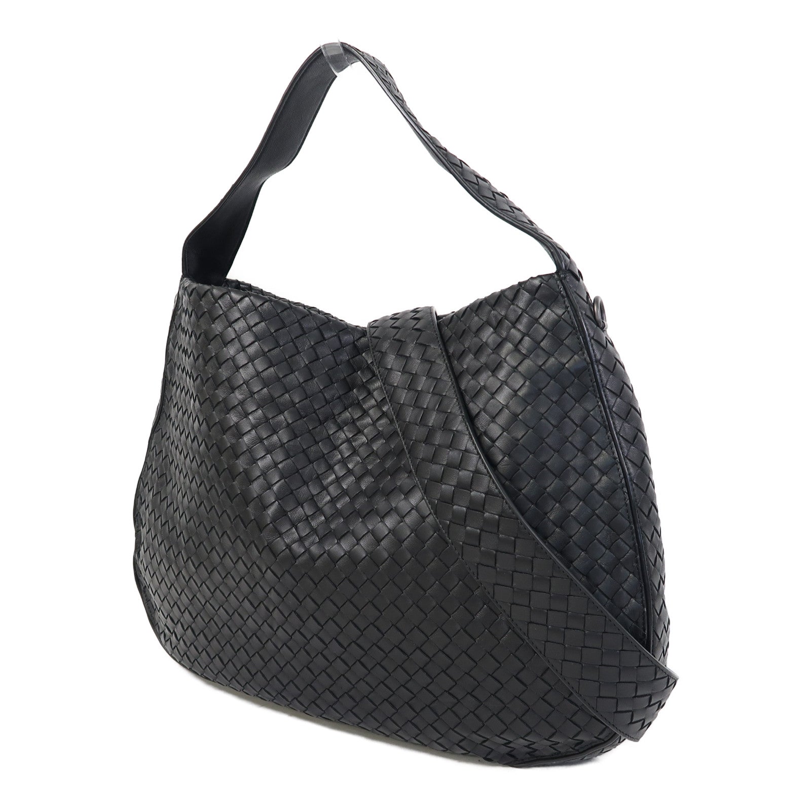 BOTTEGA VENETA 織紋羊皮皮革Shoulder Bag肩背袋黑色