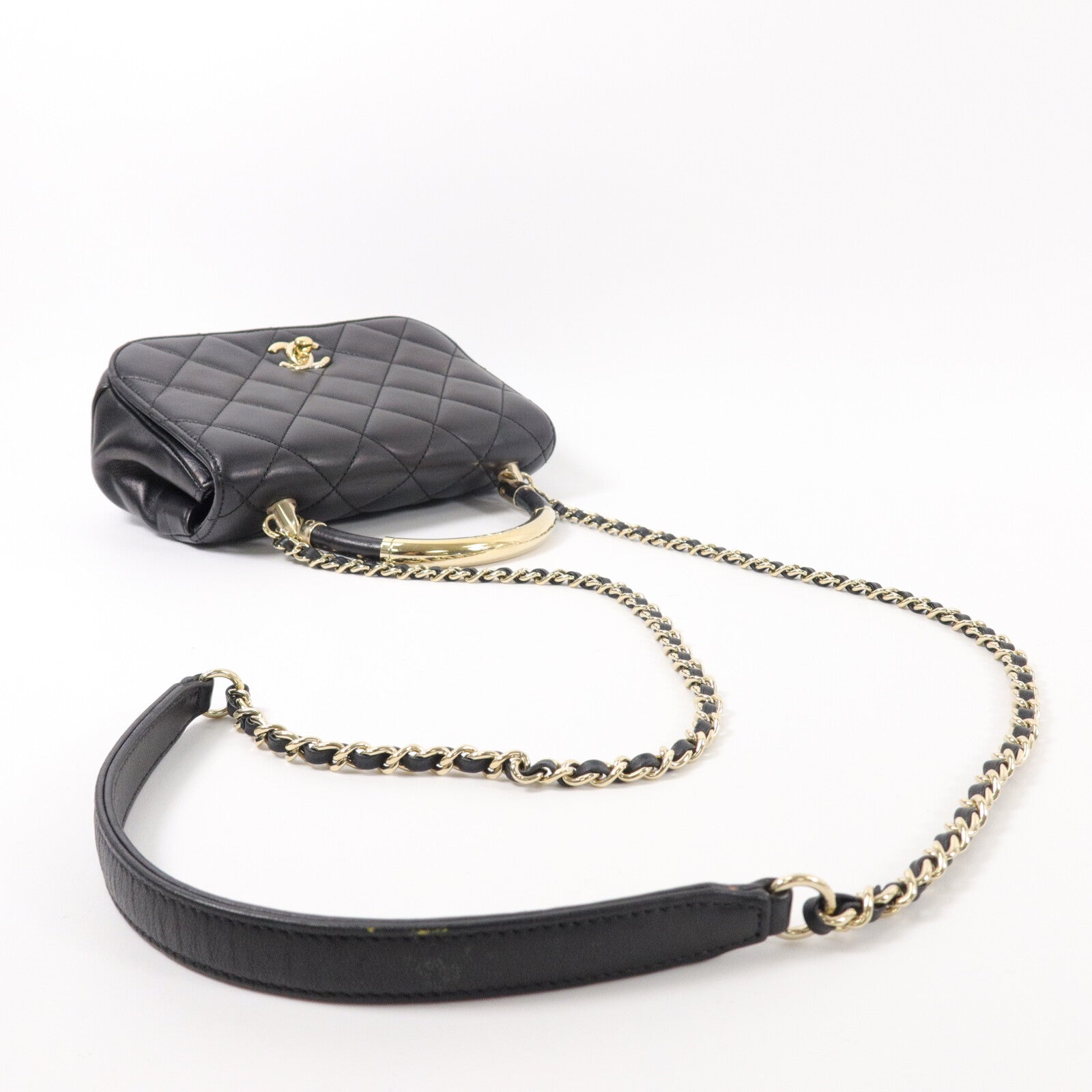 CHANEL 羊皮皮革Carry Chic Flap Bag鏈帶手挽肩背兩用袋