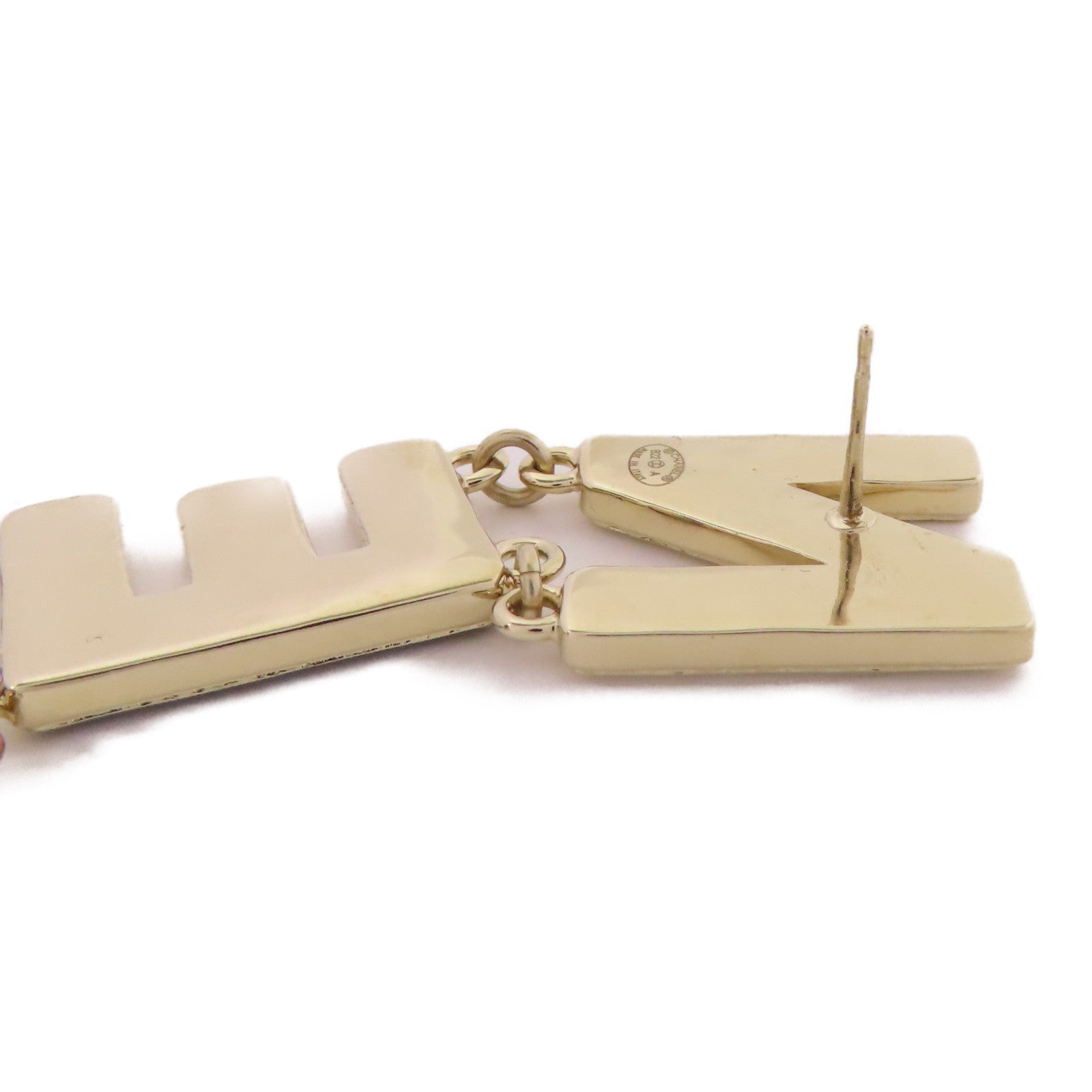 CHANEL CC Pierced Earrings Metal Gold Black White