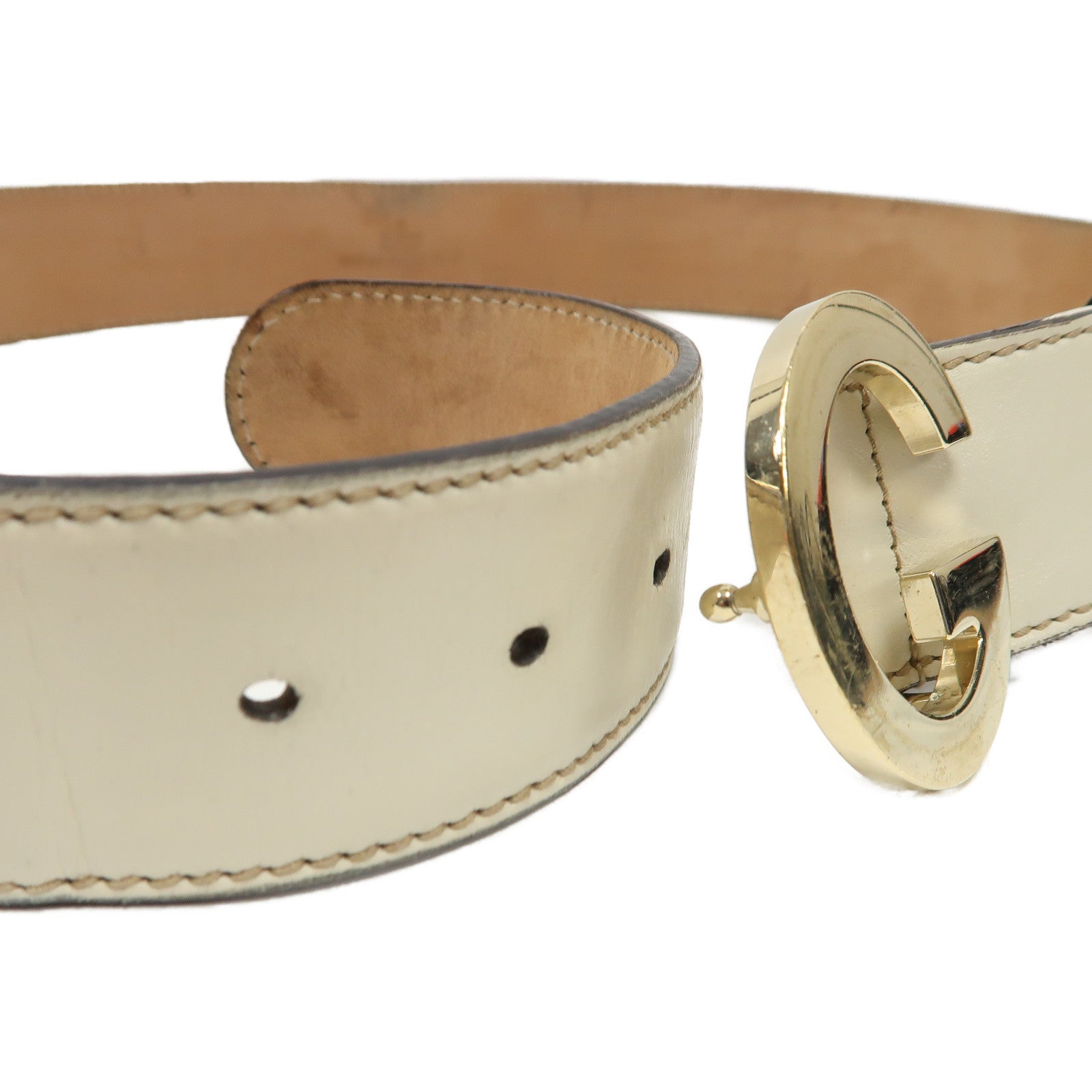 GUCCI 帆布Belt 95cm金扣皮帶啡色