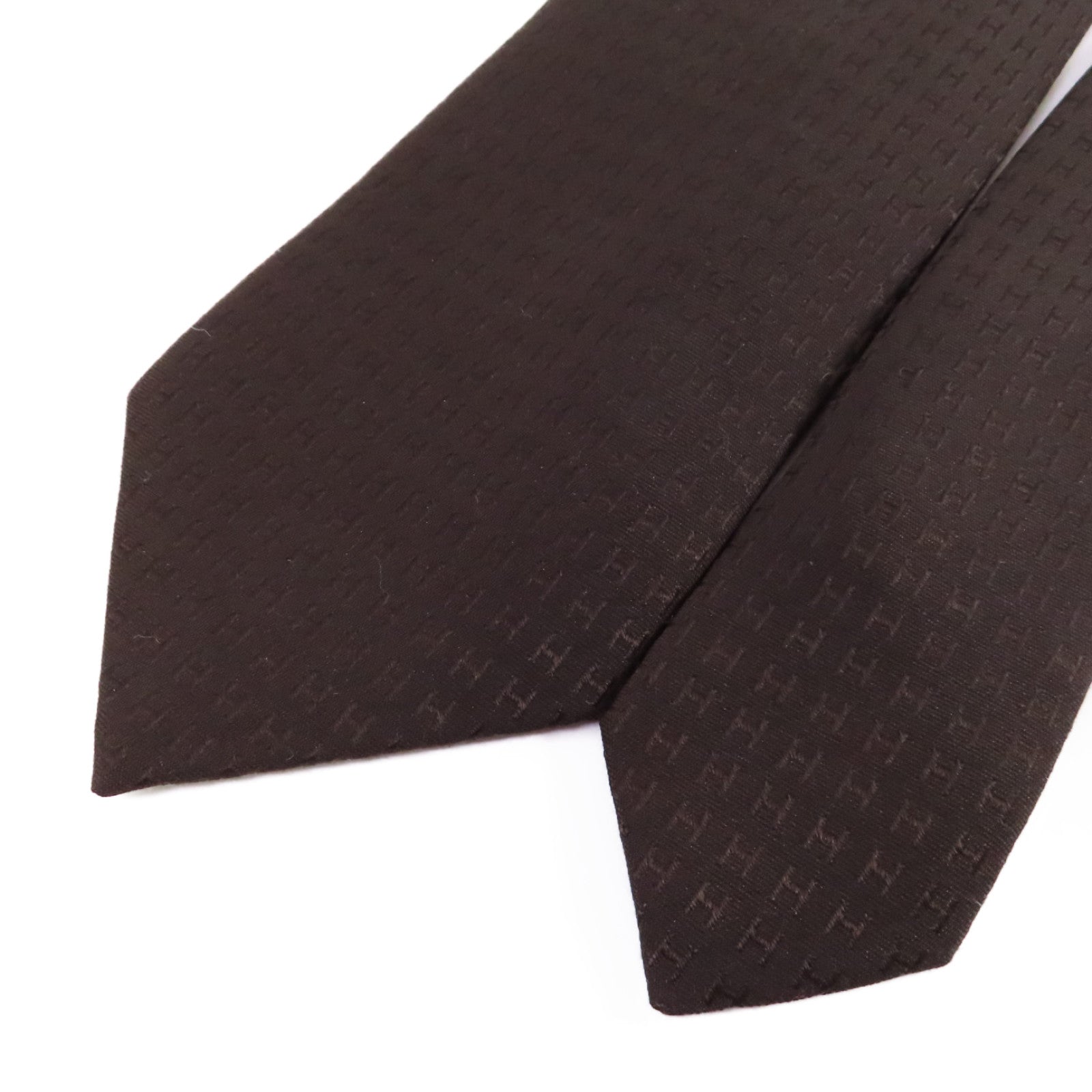 HERMES 絲質Necktie領帶深棕色
