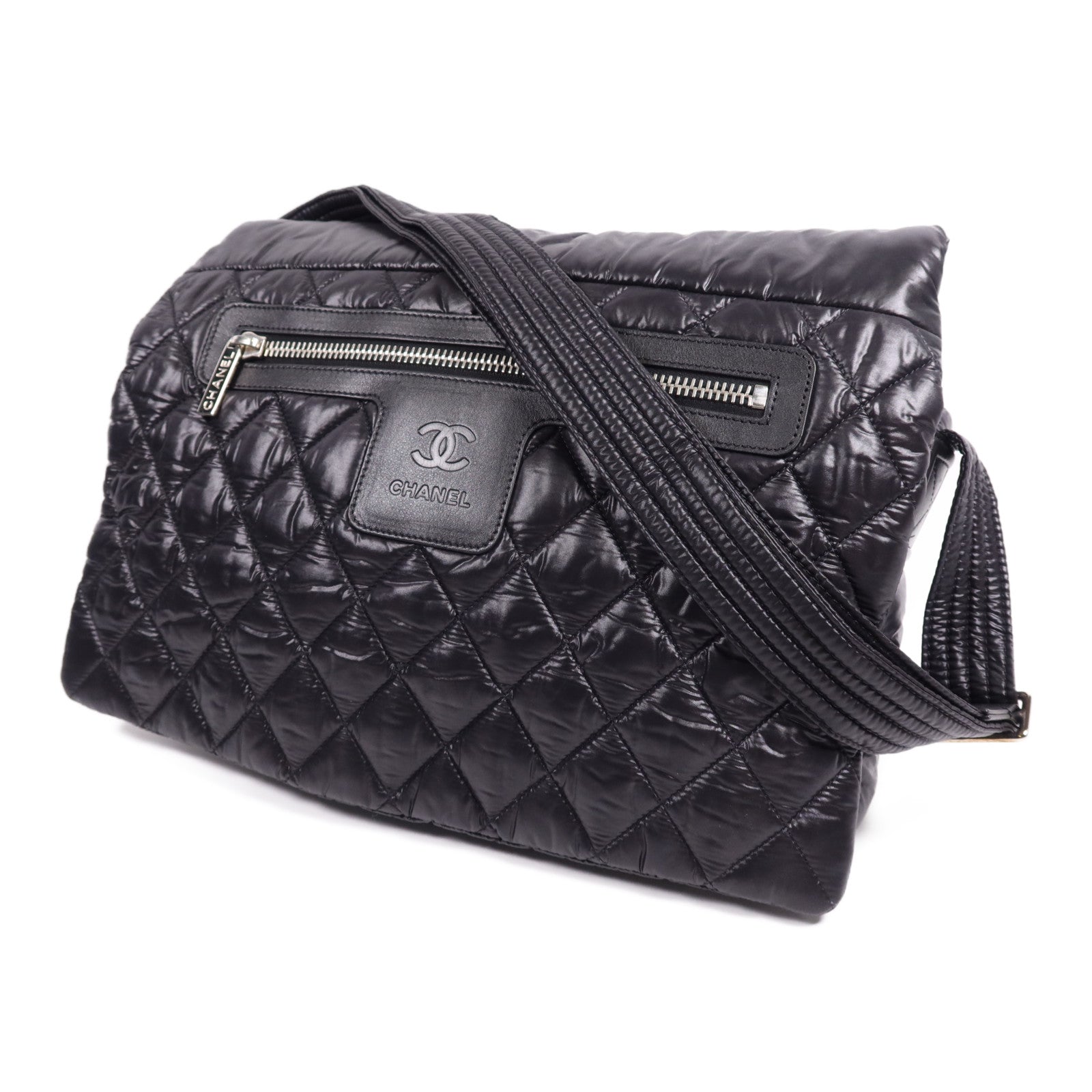CHANEL 尼龍Coco Cocoon Messenger銀扣肩背袋