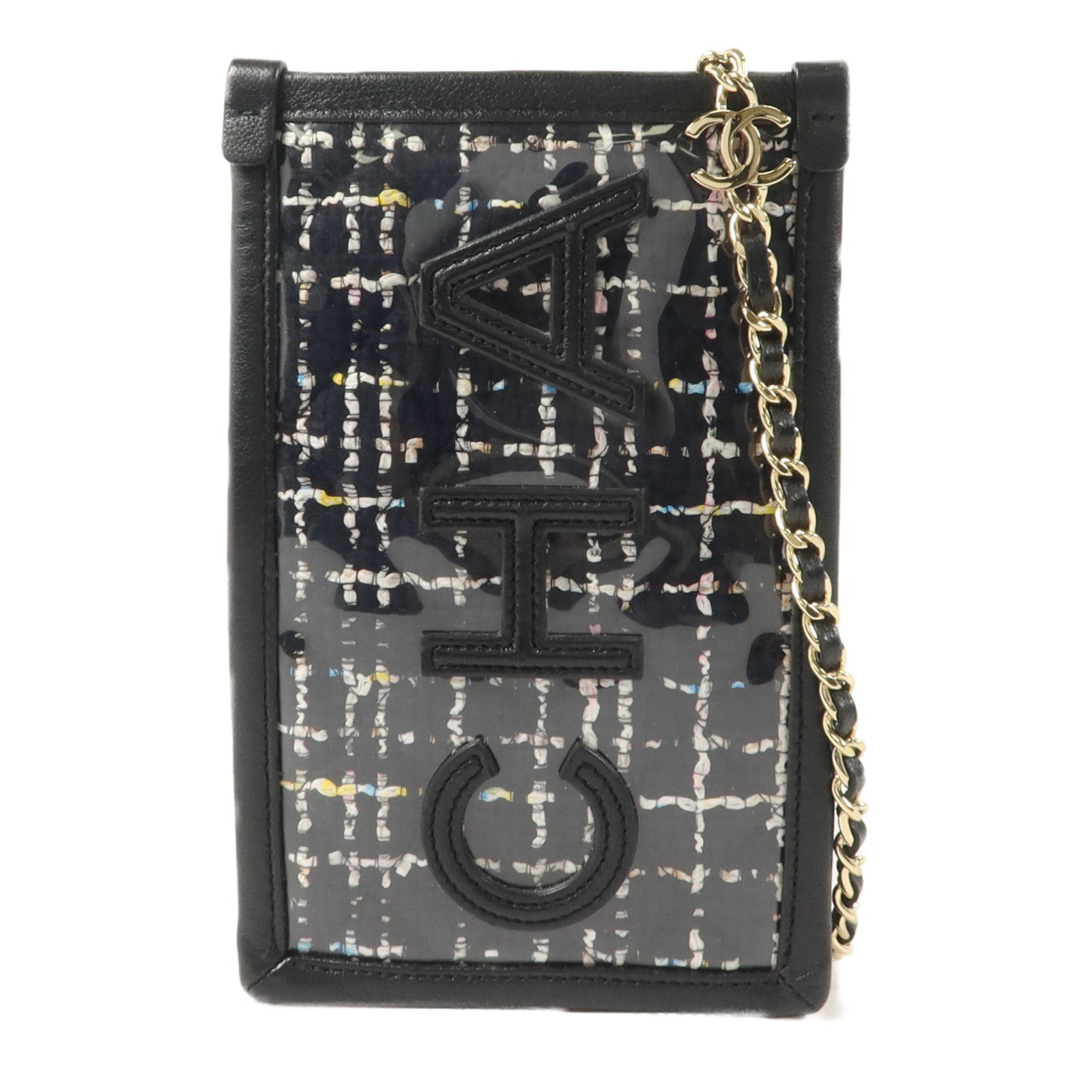 CHANEL PVC/斜紋軟呢Phone Pouch With Chain鏈帶電話肩背袋