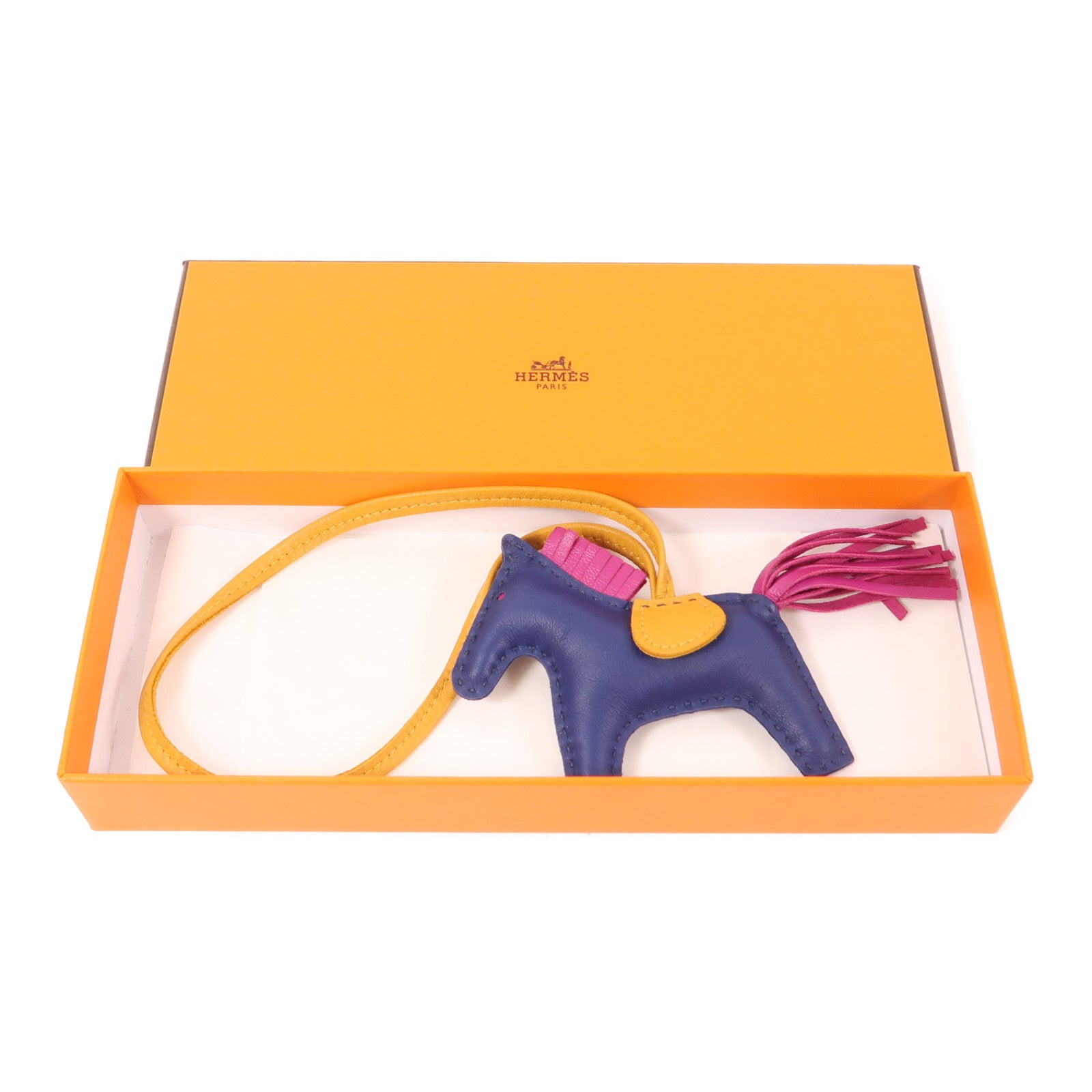 HERMES Rodeo PM Charm Milo Leather Navy/Purple