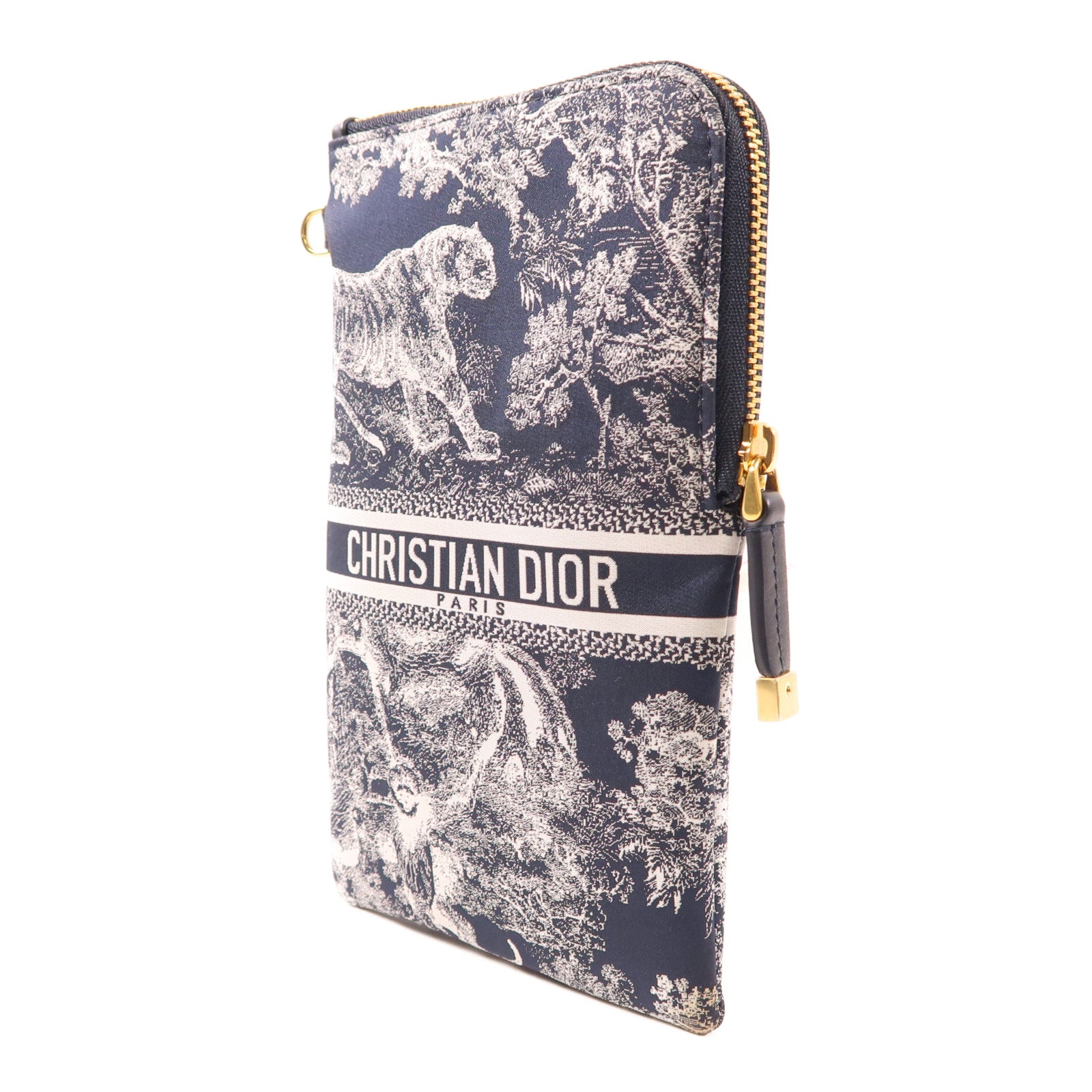 Dior 尼龍Shoulder Bag金扣肩背袋深藍色/白色