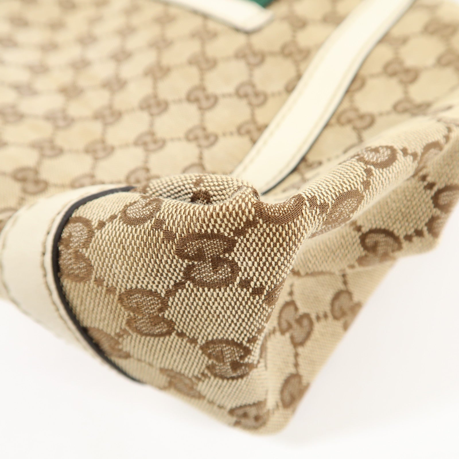 GUCCI 帆布Web Flap Tote銀扣手挽袋