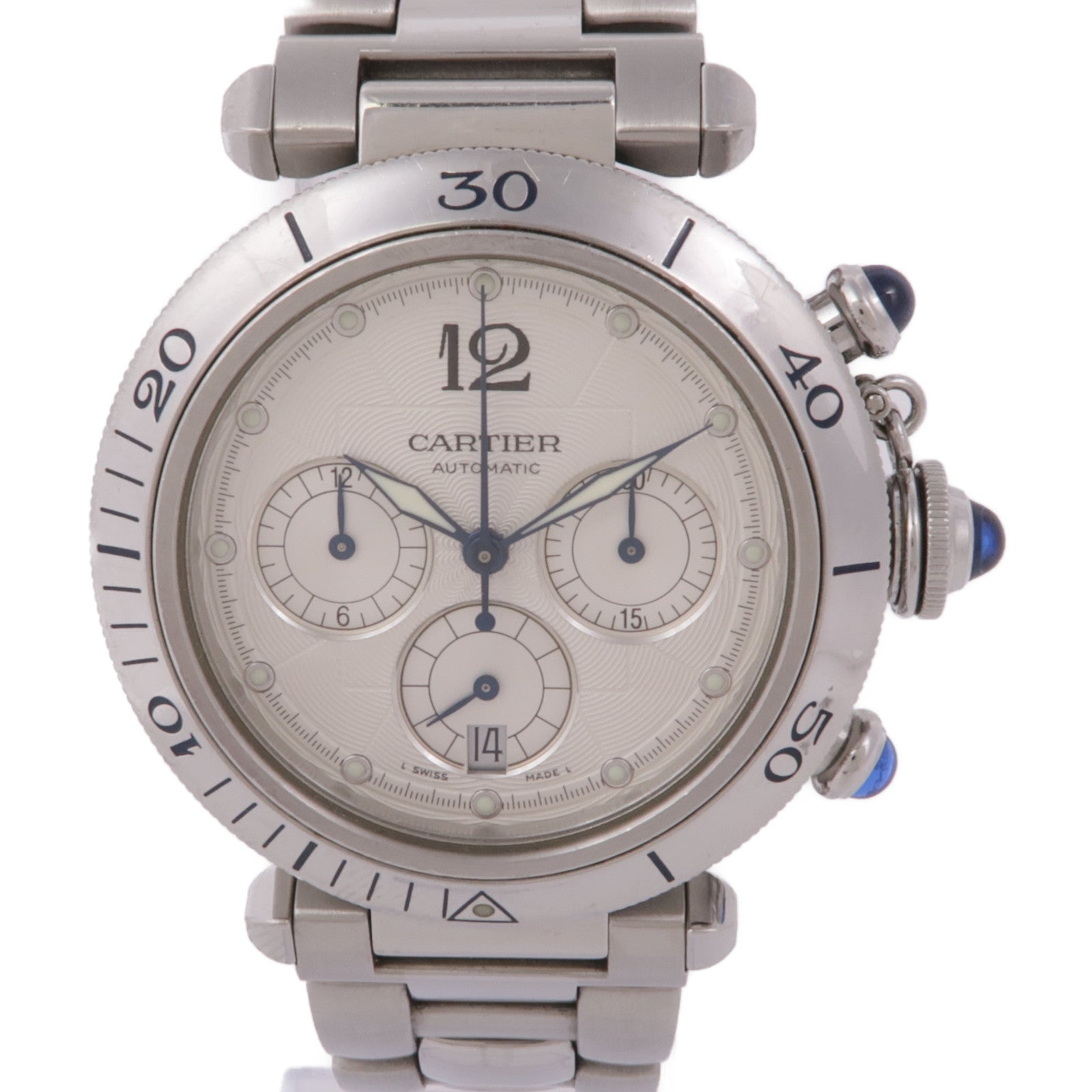 CARTIER Pasha 38mm W31030H3 Automatic Watch Stainless Steel White