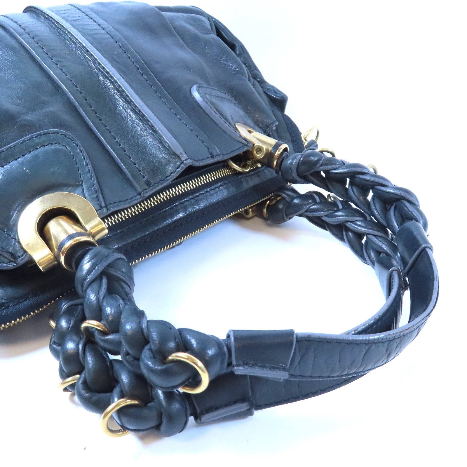 Chloe 牛皮皮革Shoulder Bag金扣肩背袋黑色