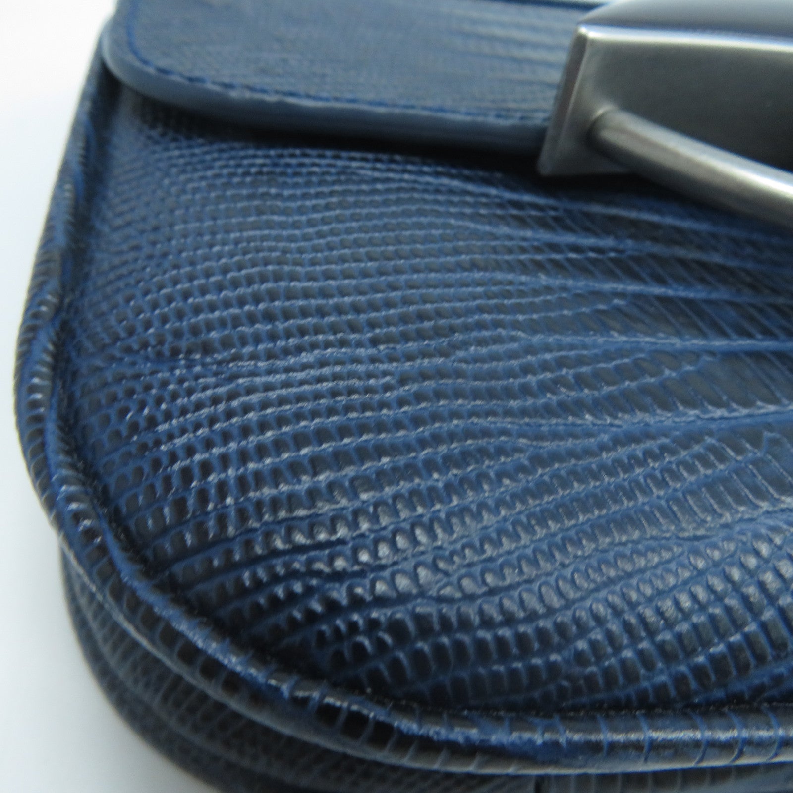 SELECTION 【激減優惠】牛皮皮革Shoulder Bag銀扣肩背袋藍色