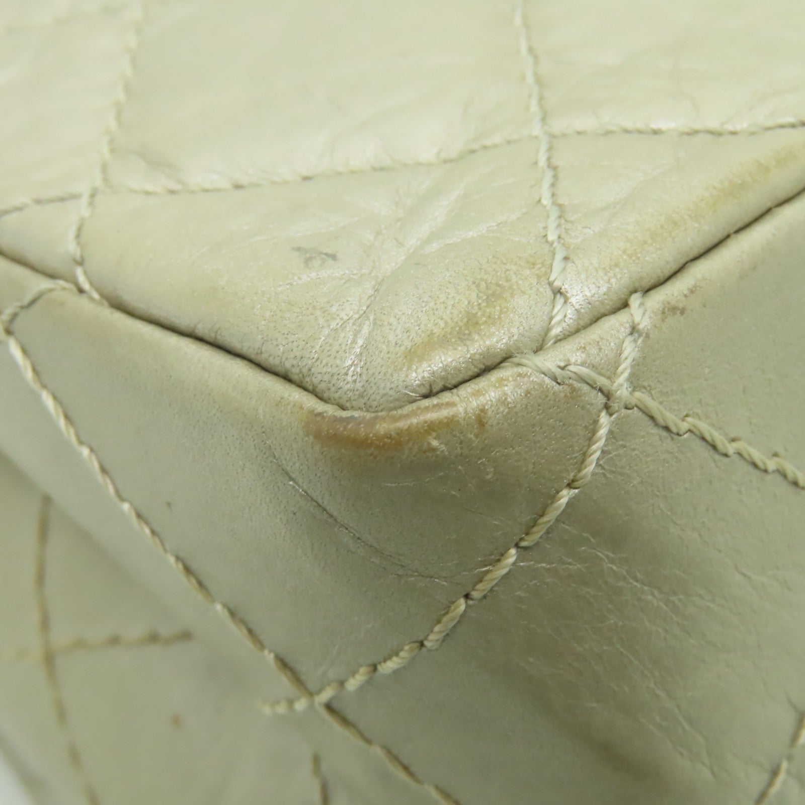 CHANEL 【清倉大減價】菱格Aged Calf皮革2.55 Classic Double Flap銀扣鏈帶肩背袋香檳酒色