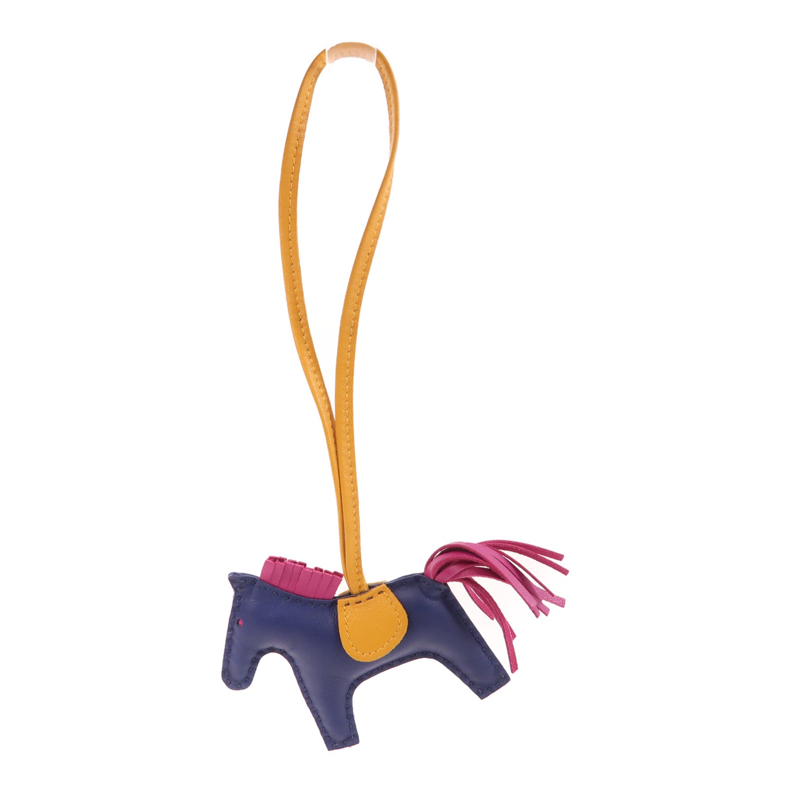 HERMES Rodeo PM Charm Milo Leather Navy/Purple