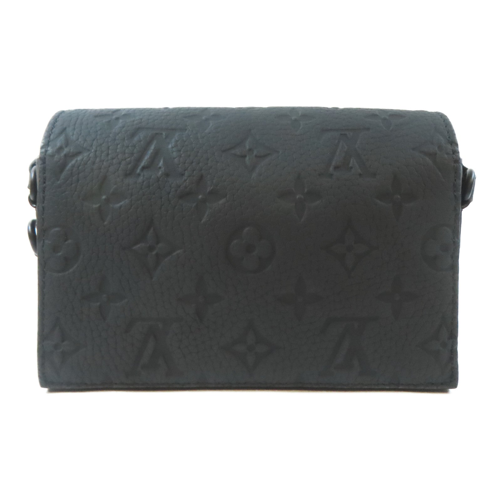 LOUIS VUITTON Taurillon Monogram Steamer Wearable Wallet黑扣肩背袋黑色