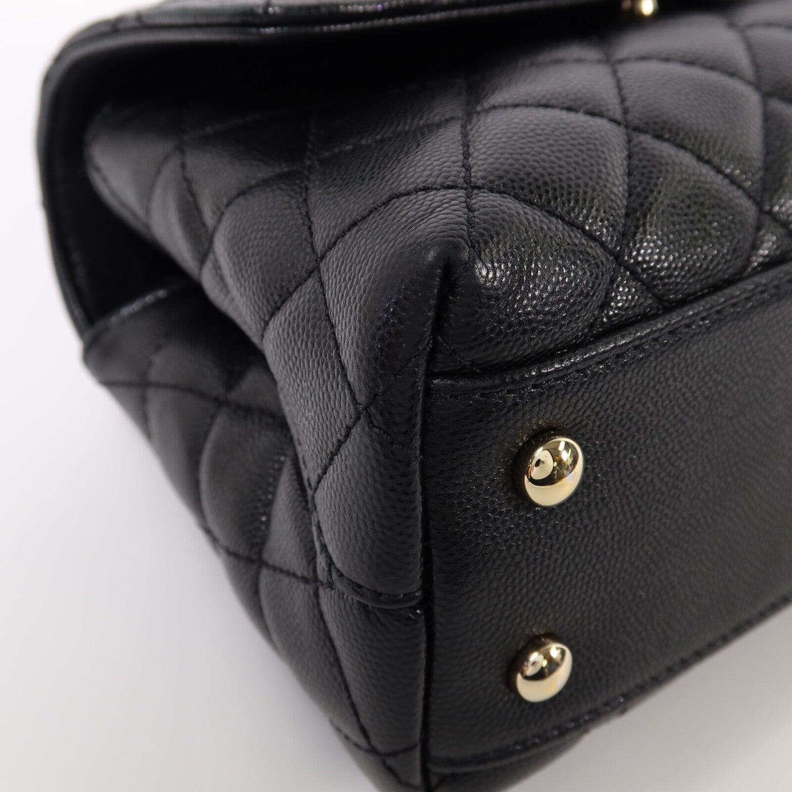 CHANEL 牛皮皮革Coco Handle金扣鏈帶手挽肩背兩用袋