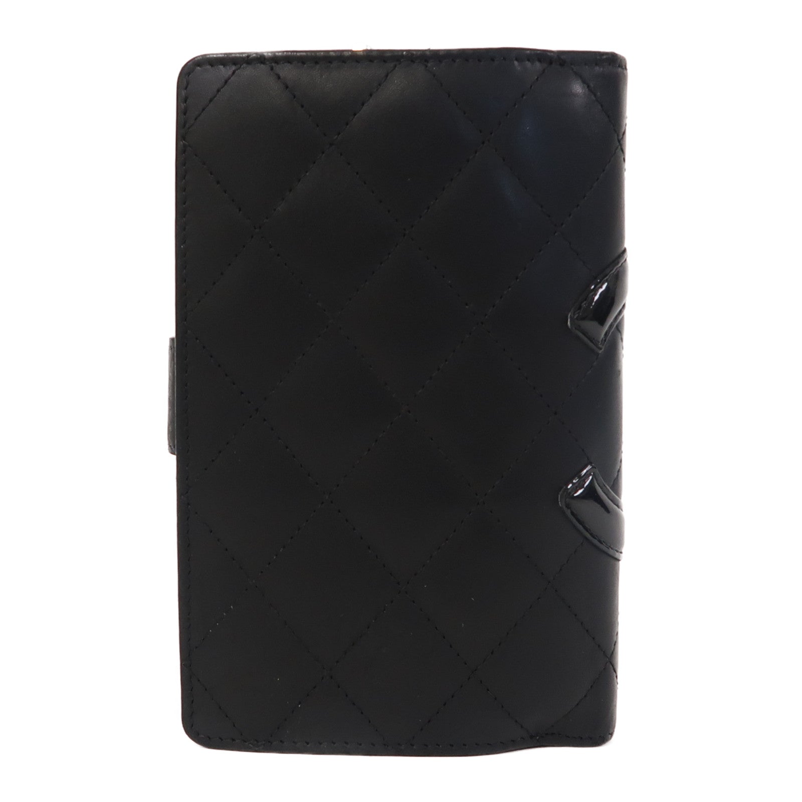 CHANEL 菱格牛皮皮革Cambon Line Wallet銀扣錢包黑色