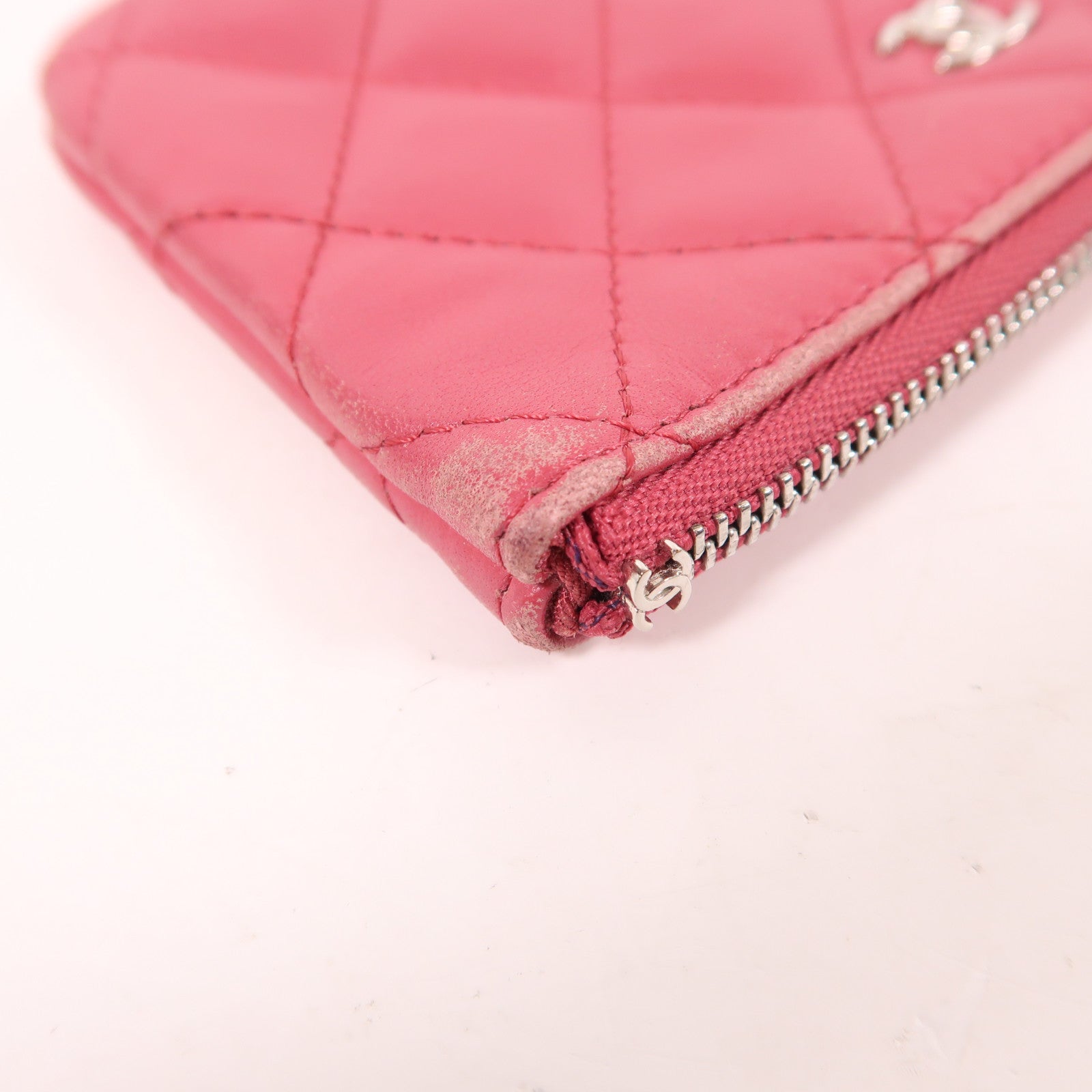 CHANEL 羊皮皮革Pouch Wallet銀扣錢包