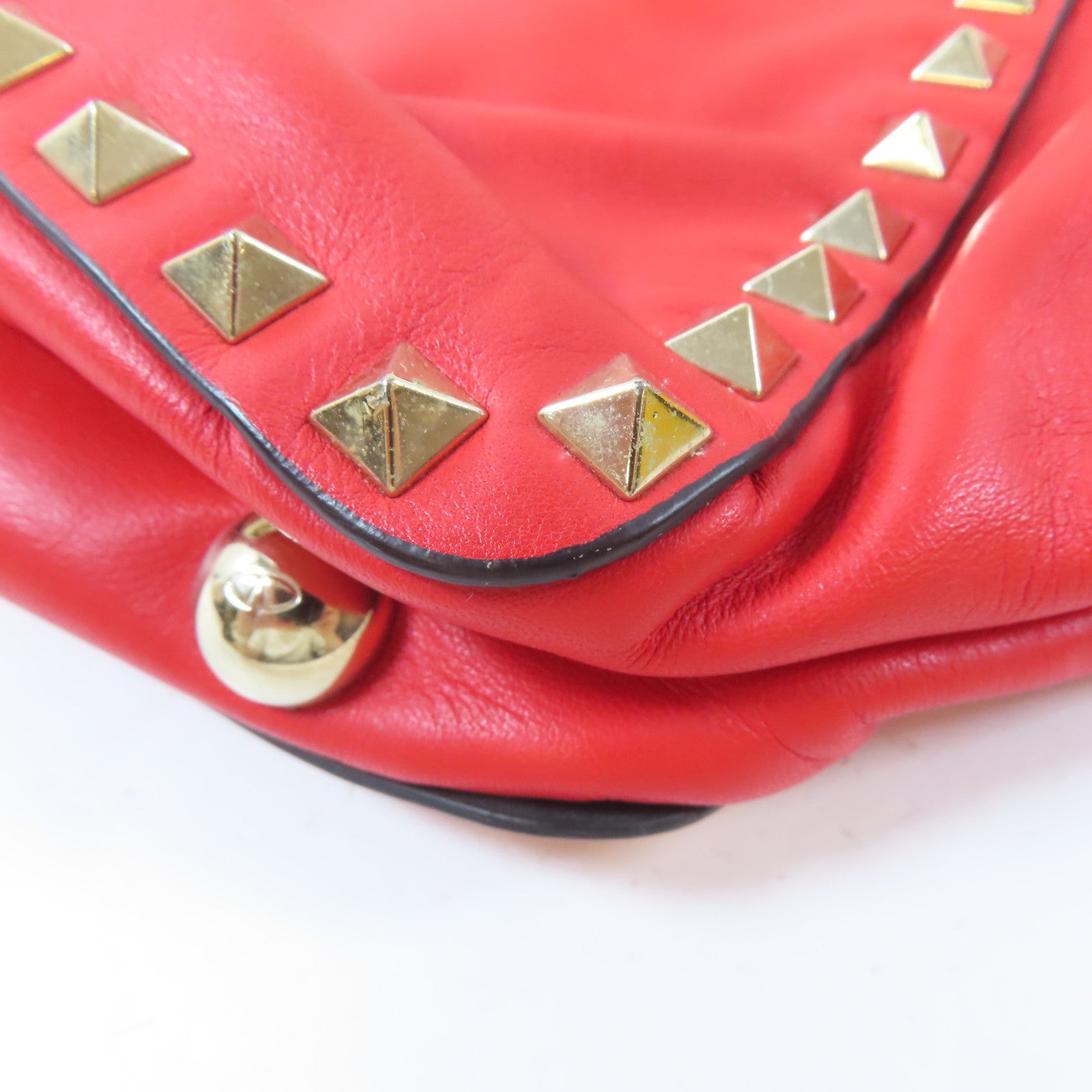 Valentino 牛皮皮革2 Way Shoulder Bag金扣手挽肩背兩用袋紅色