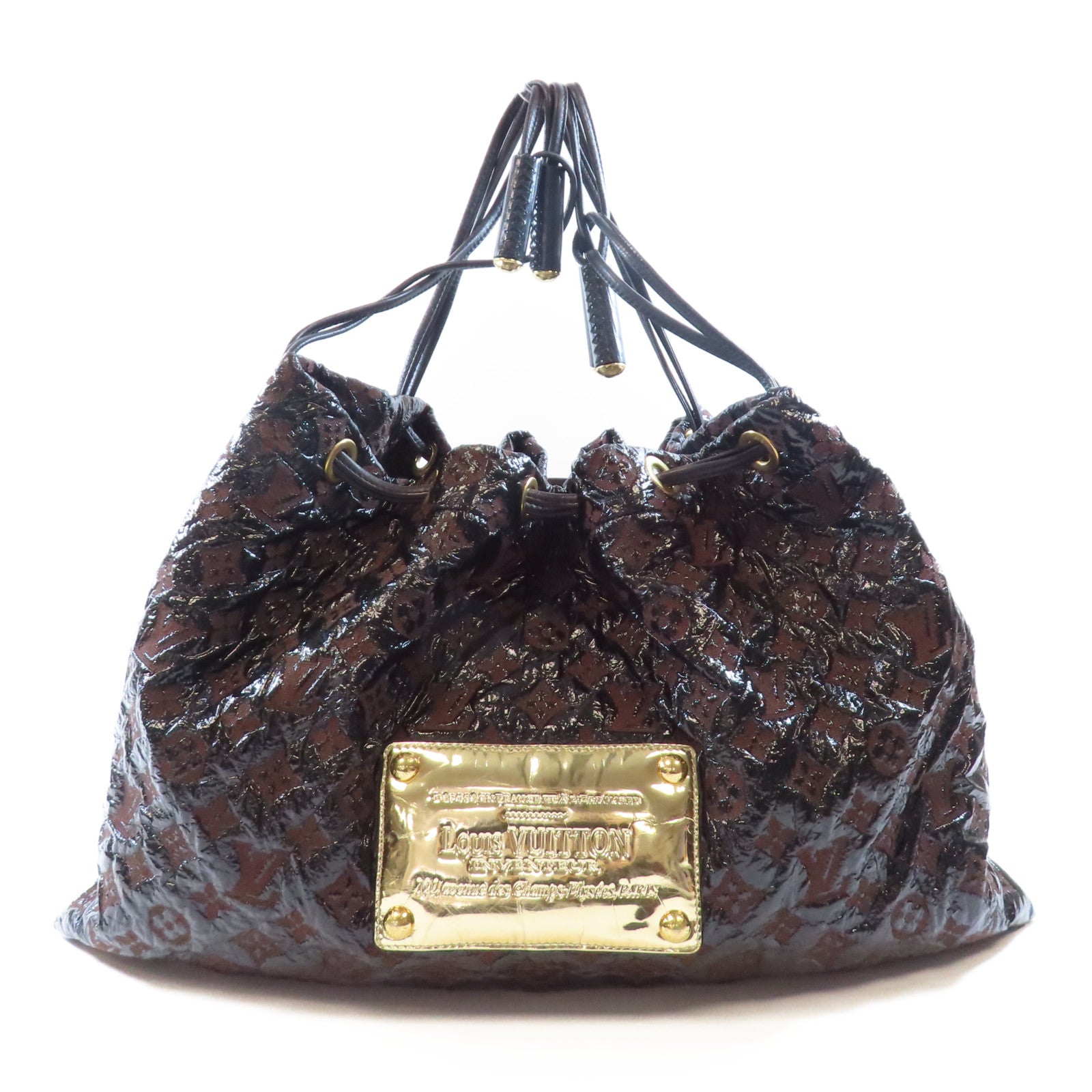 LOUIS VUITTON Monogram Envinil Squishy金扣肩背袋啡色/黑色