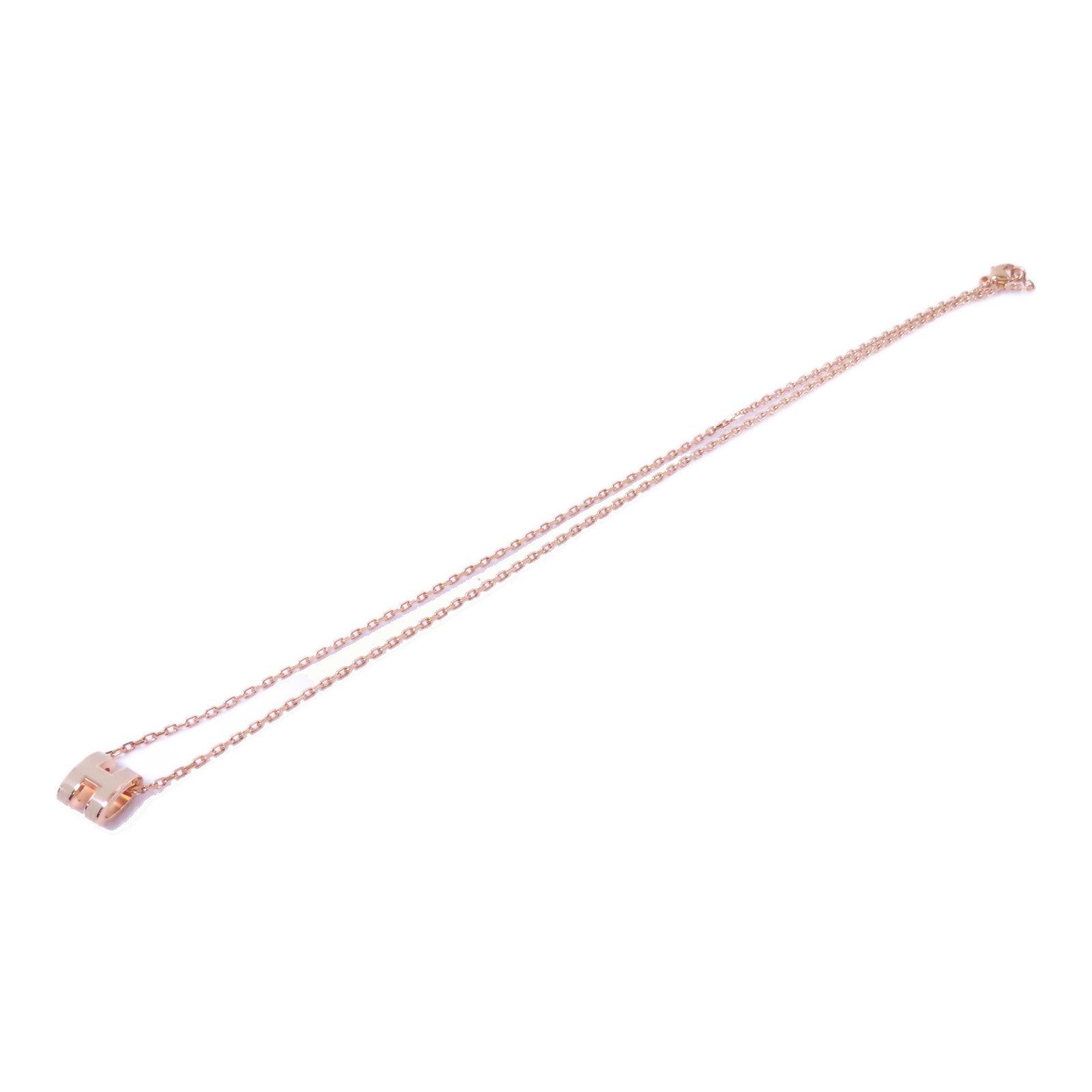 HERMES 金屬Mini Pop H Necklace項鍊粉紅金色/白色