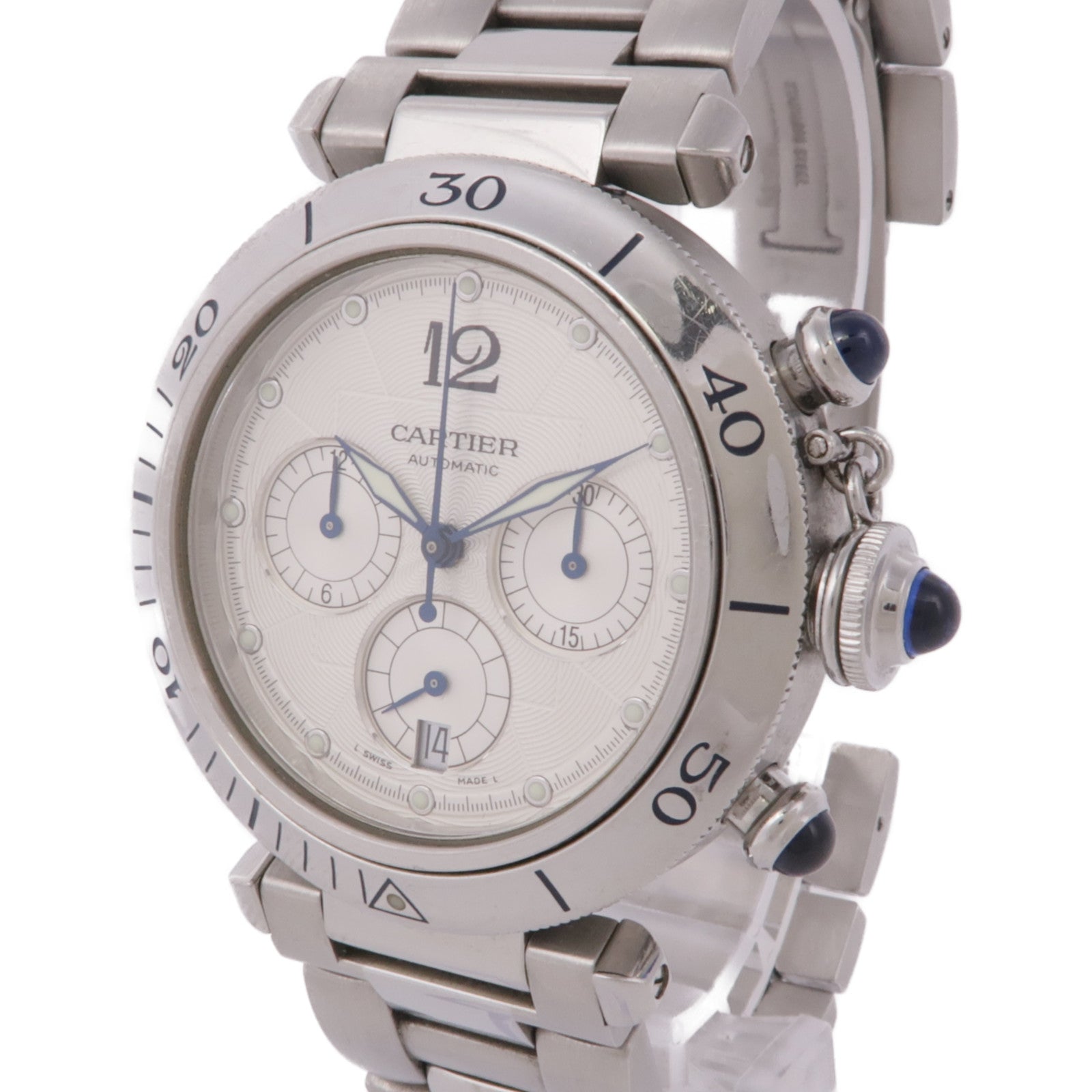 CARTIER Pasha 38mm W31030H3 Automatic Watch Stainless Steel White