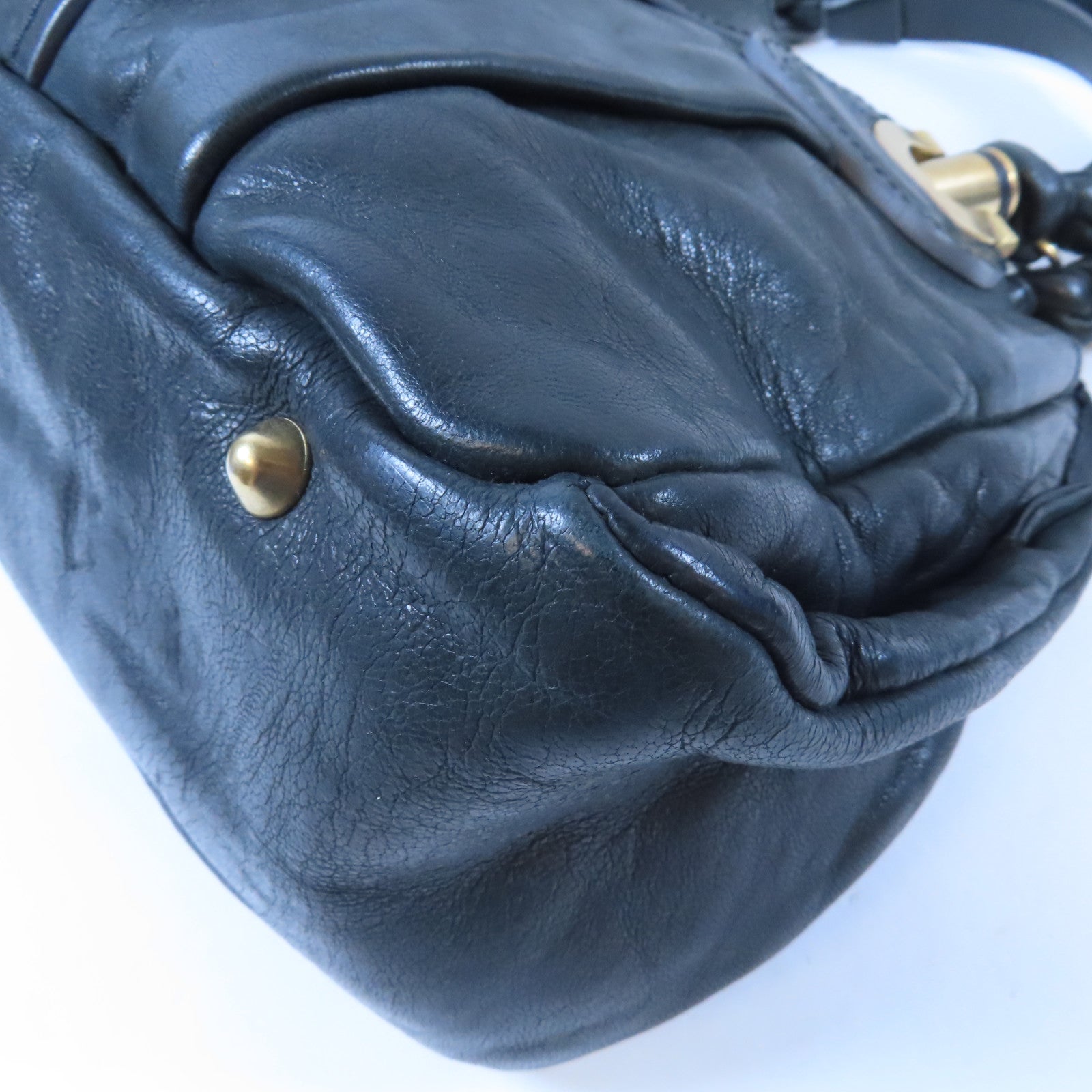 Chloe 牛皮皮革Shoulder Bag金扣肩背袋黑色