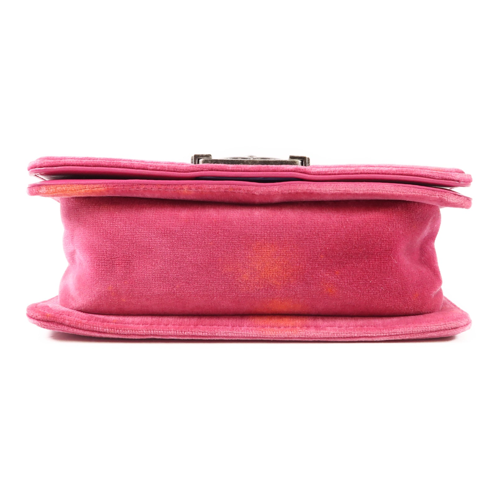 CHANEL CC Boy 20 Chain Shoulder Bag Velvet Pink