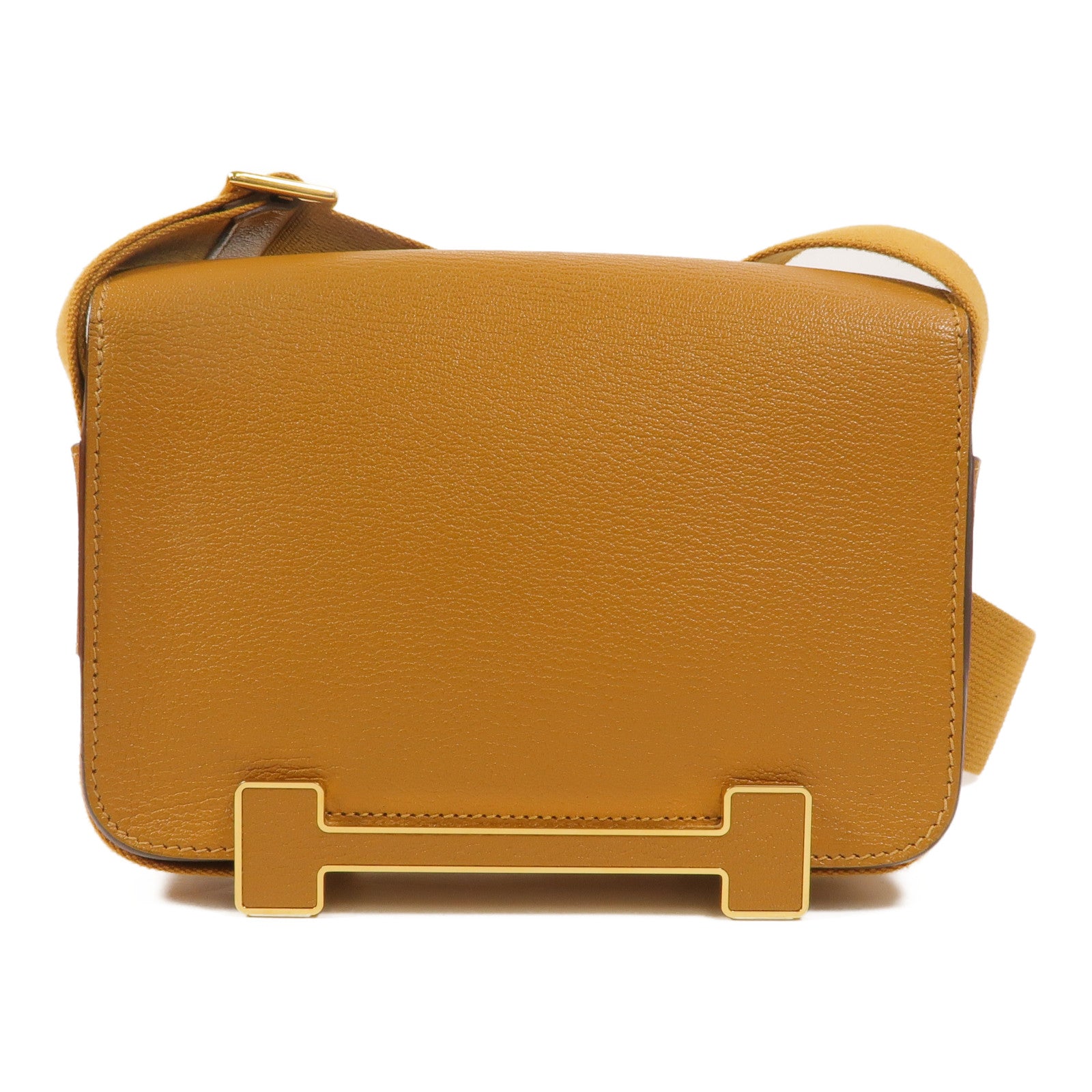 HERMES Chevre皮革Geta肩背袋Caramel