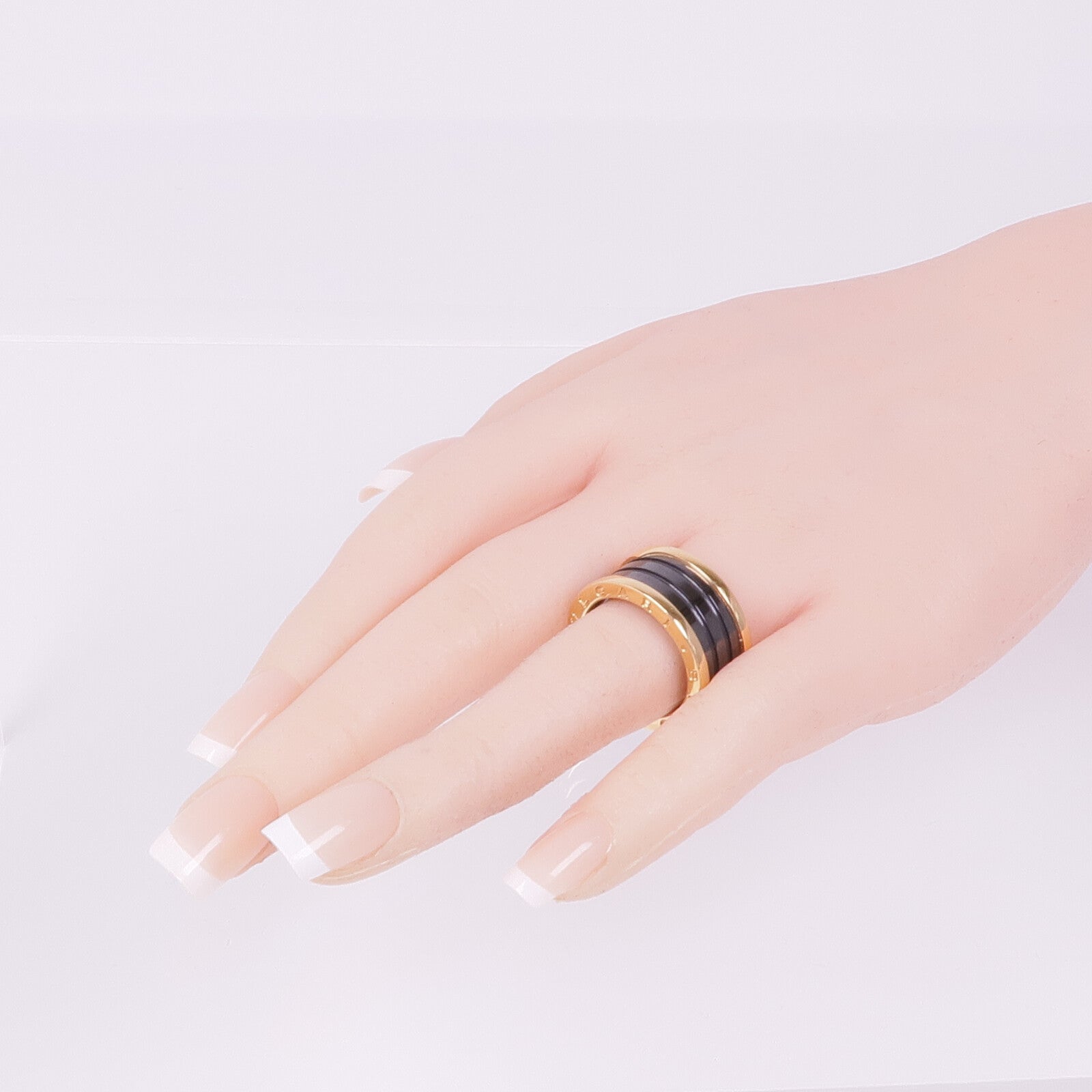 BVLGARI 18K玫瑰金/陶瓷B-zero 3 Band Ring戒指BVLGARI#59/US#8