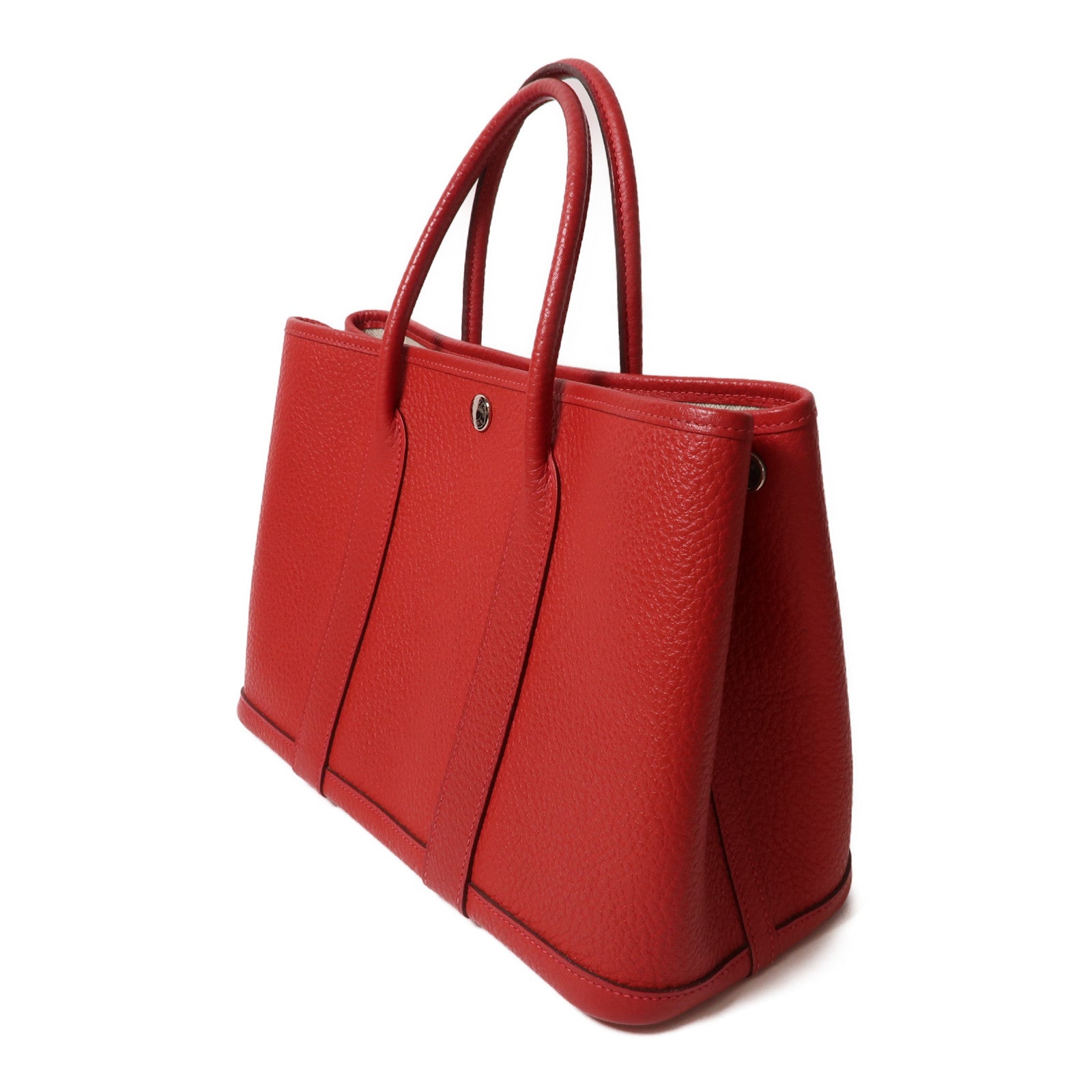 HERMES Country皮革Garden Party TPM銀扣手挽袋紅色