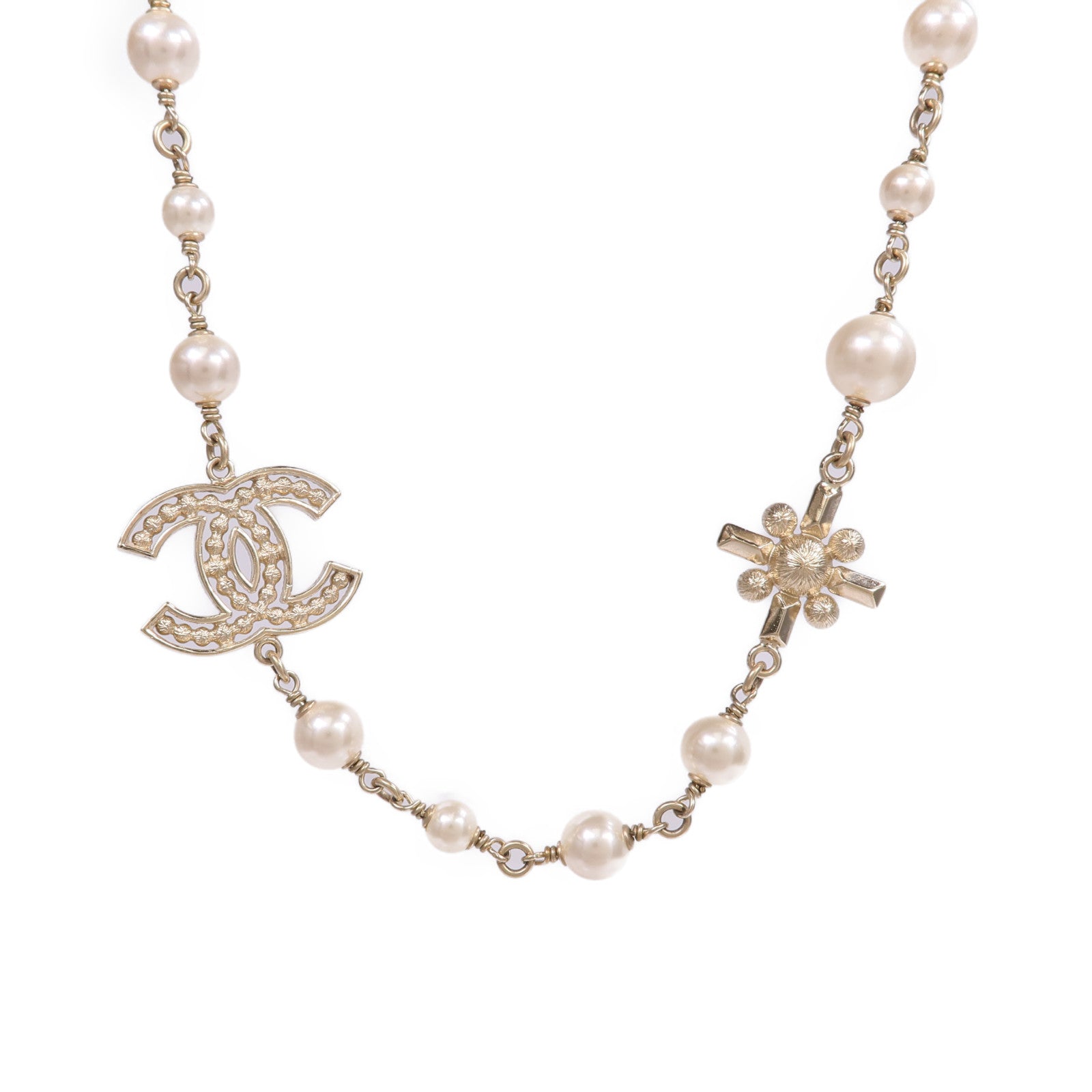 CHANEL 金屬/水晶Necklace金扣項鍊