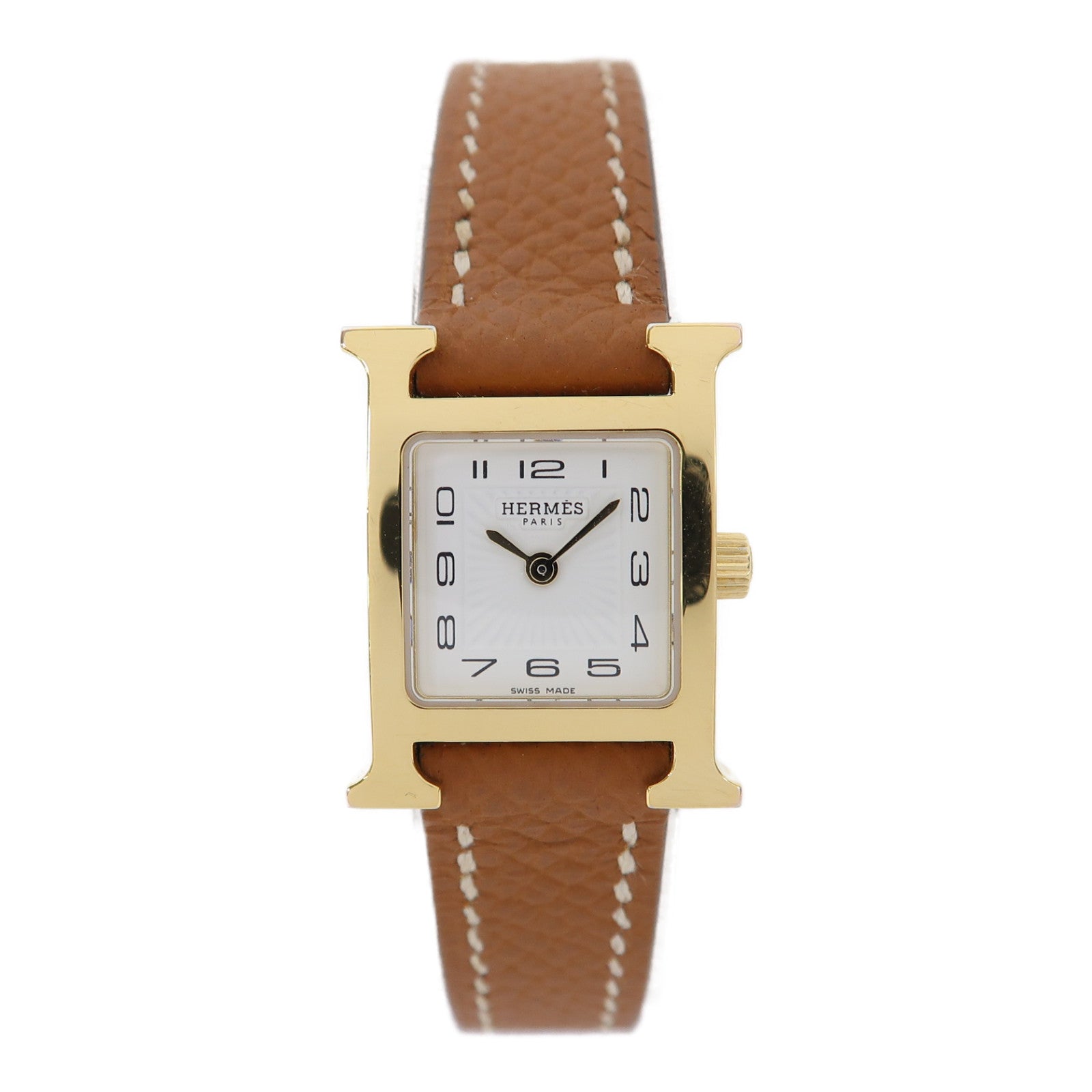 HERMES Heure H不鏽鋼手錶石英機芯白色