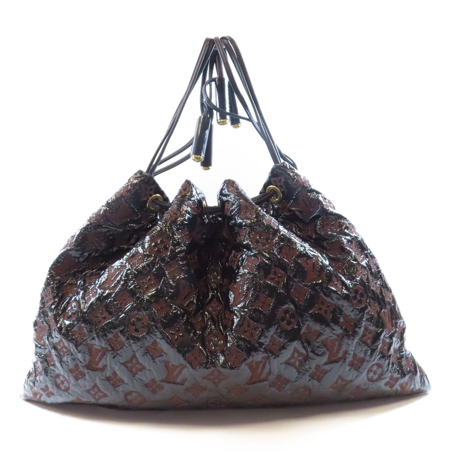 LOUIS VUITTON Monogram Envinil Squishy金扣肩背袋啡色/黑色