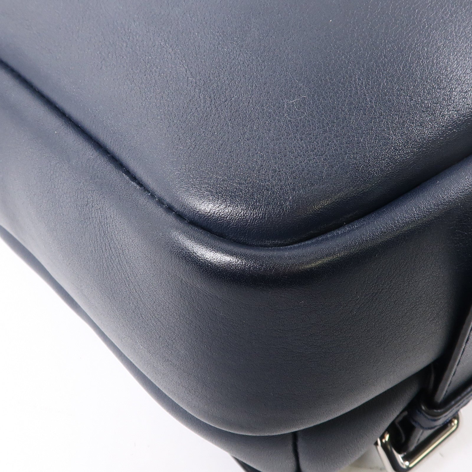 LOEWE 牛皮皮革Military Messenger銀扣肩背袋深藍色