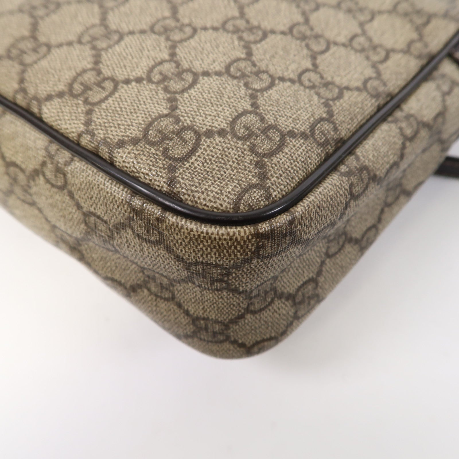 GUCCI 【激減優惠】塗層帆布Shoulder Bag金扣啡色