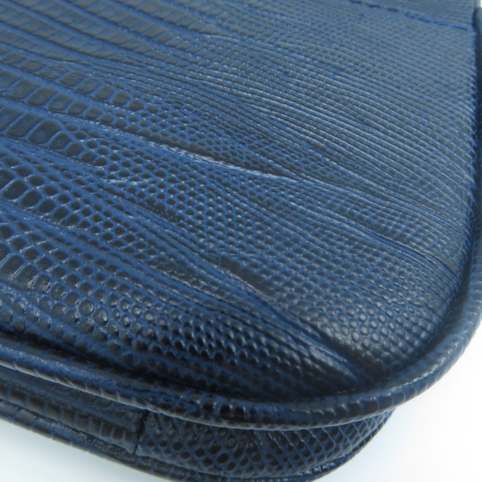 SELECTION 【激減優惠】牛皮皮革Shoulder Bag銀扣肩背袋藍色
