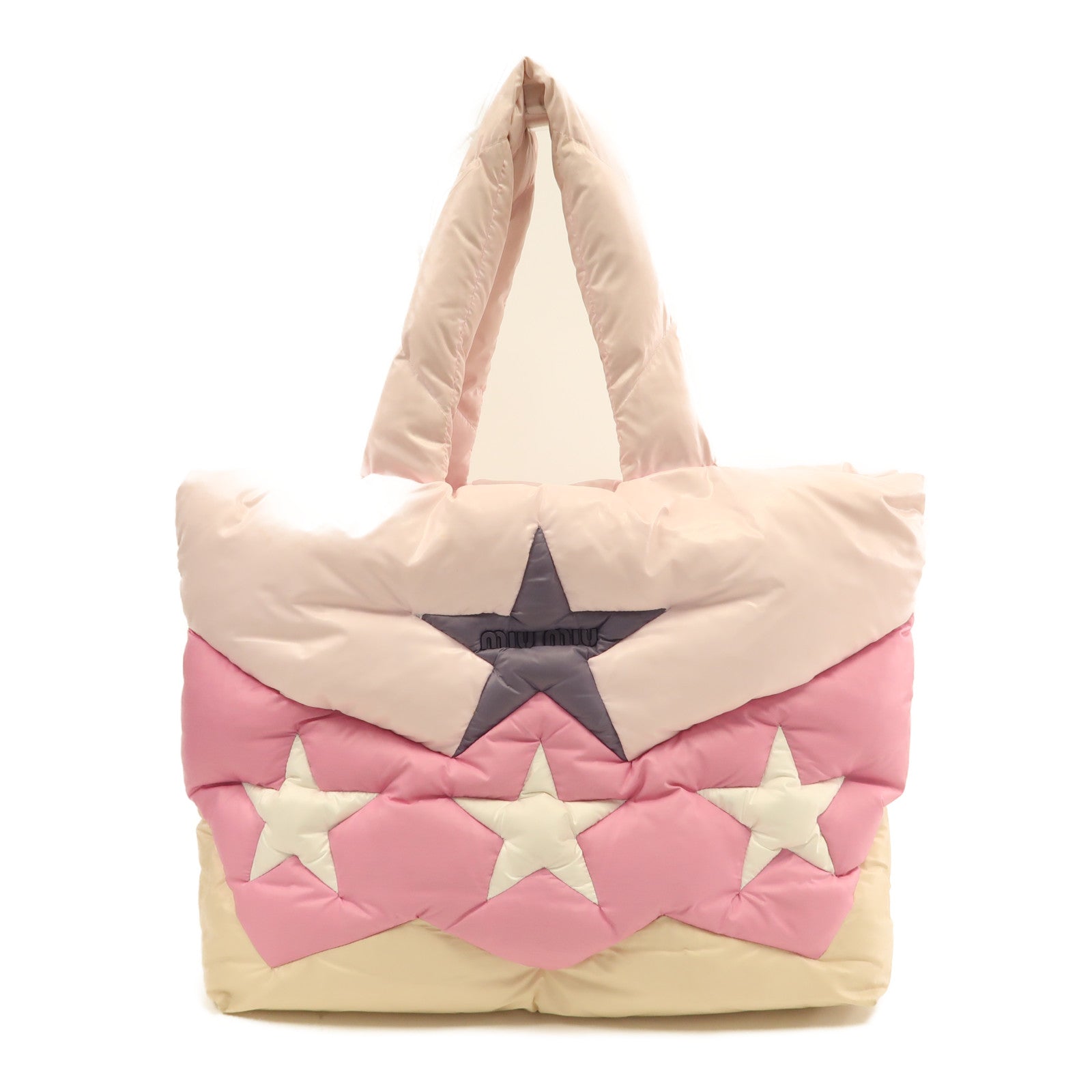 Miu Miu 尼龍Tote Bag銀扣手挽袋粉紅色