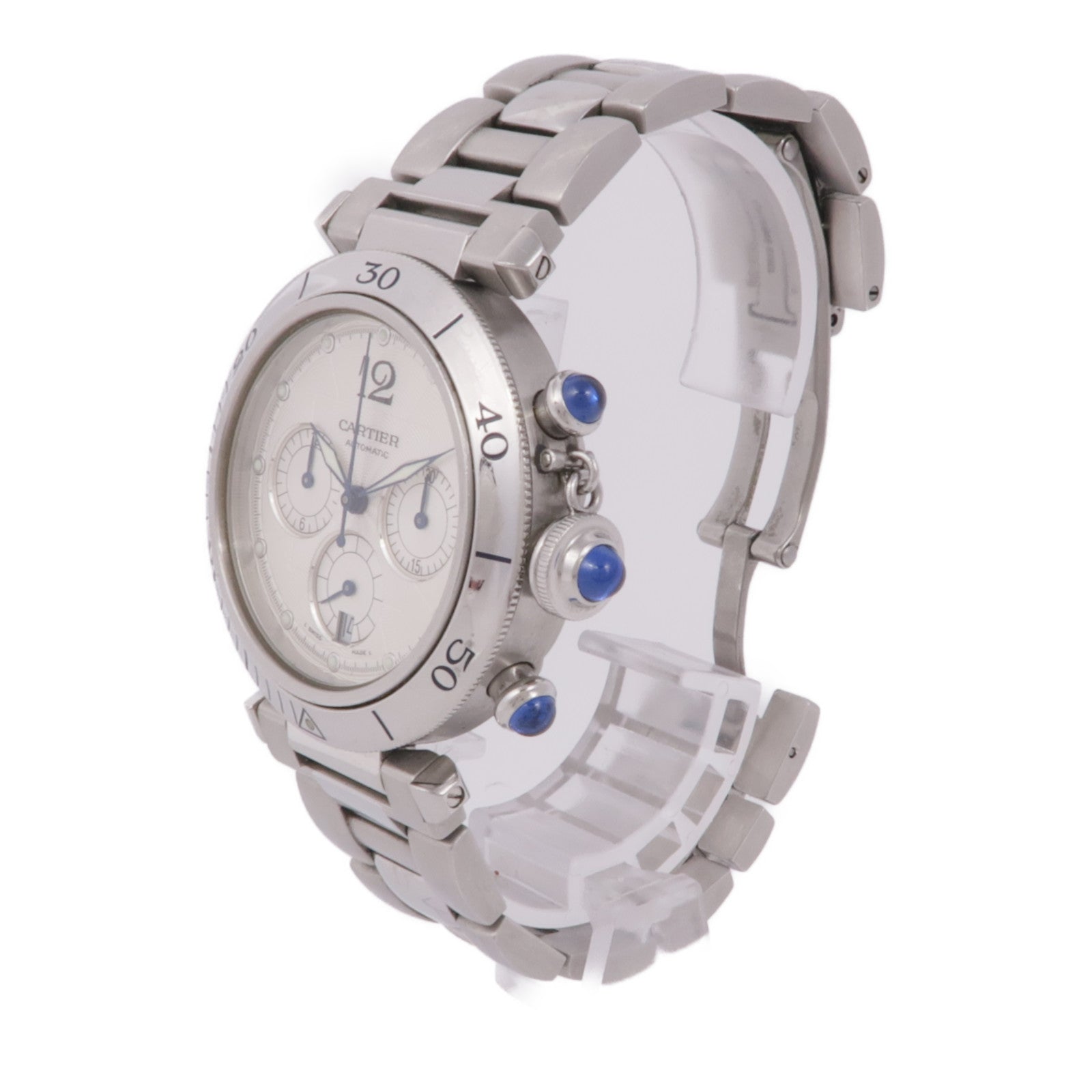 CARTIER Pasha 38mm W31030H3 Automatic Watch Stainless Steel White