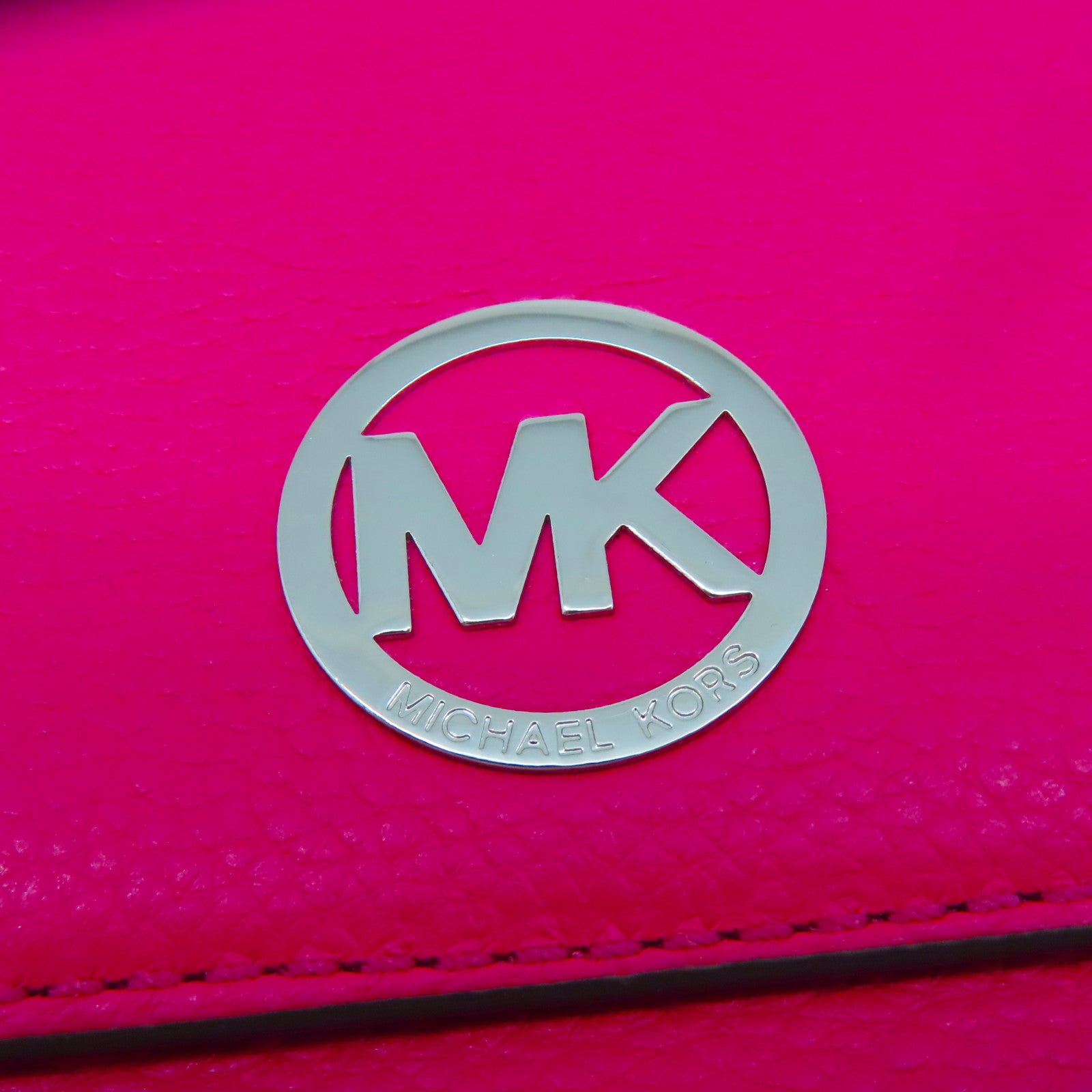 Michael Kors 【激減優惠】牛皮皮革Long Wallet銀扣長錢包粉紅色