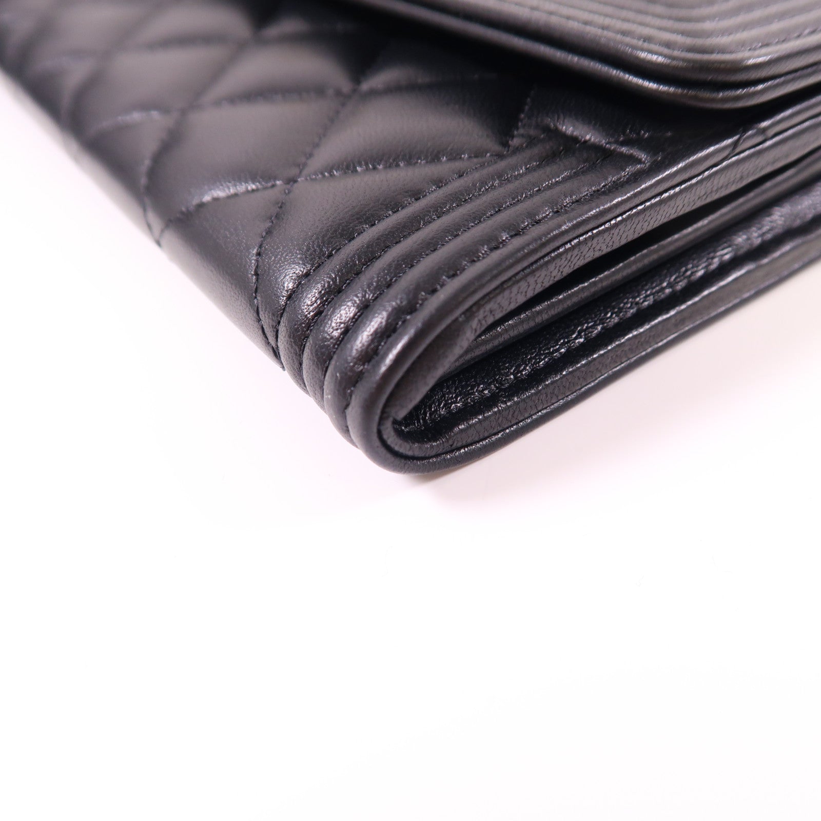CHANEL 羊皮皮革Boy Long Wallet金扣長錢包