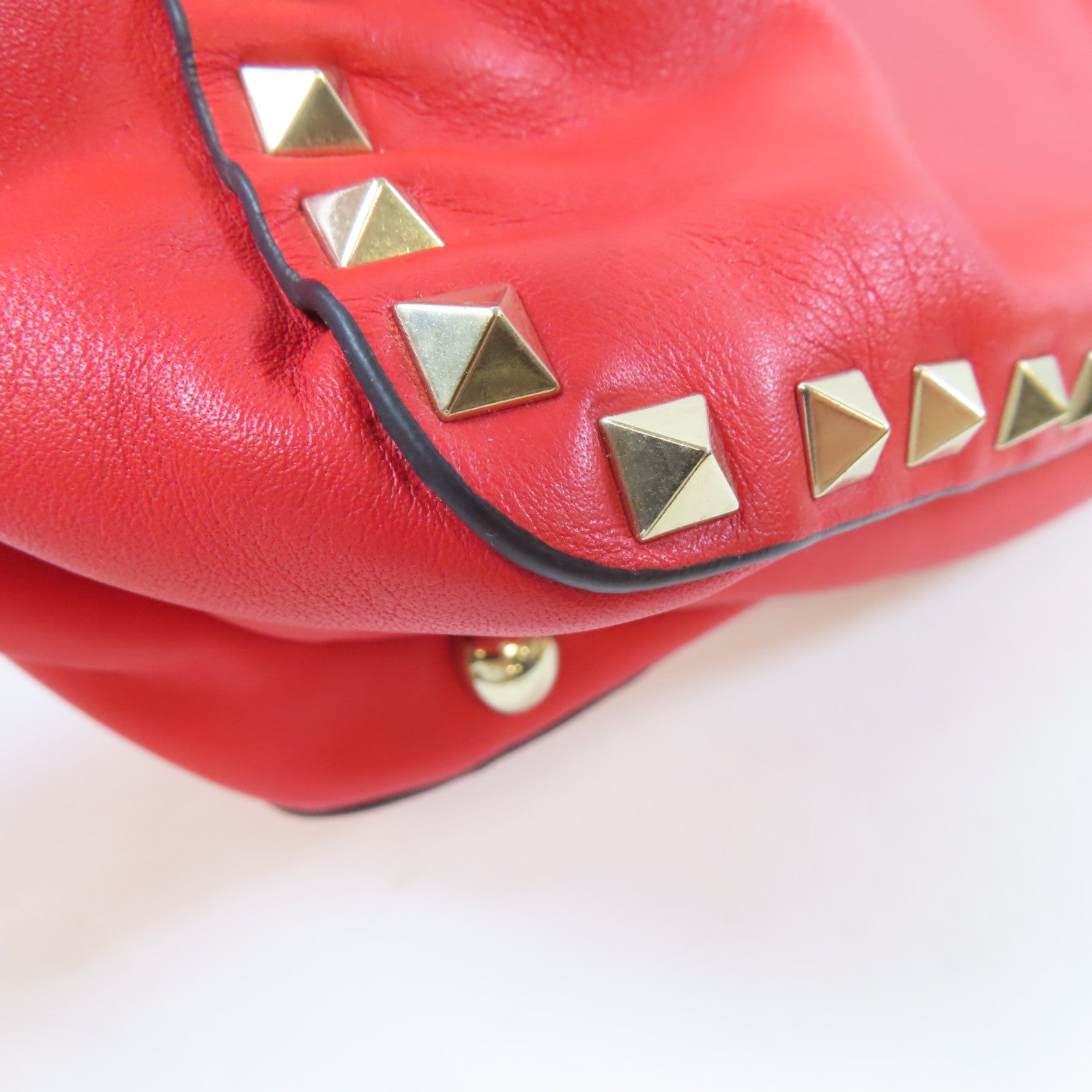 Valentino 牛皮皮革2 Way Shoulder Bag金扣手挽肩背兩用袋紅色