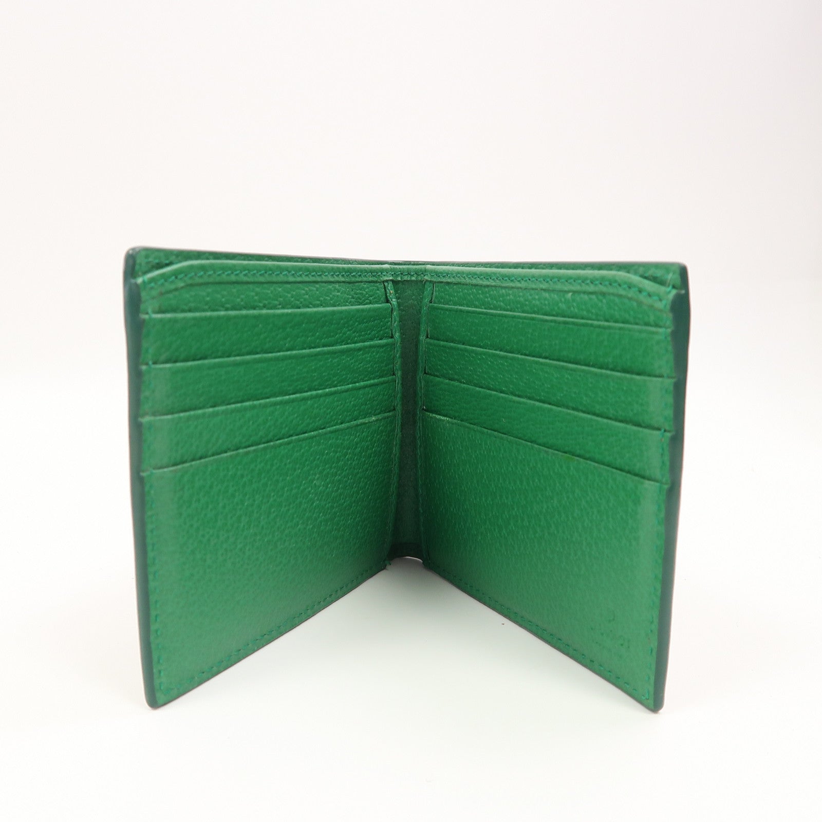 GUCCI 塗層帆布Wallet折疊錢包米色/綠色